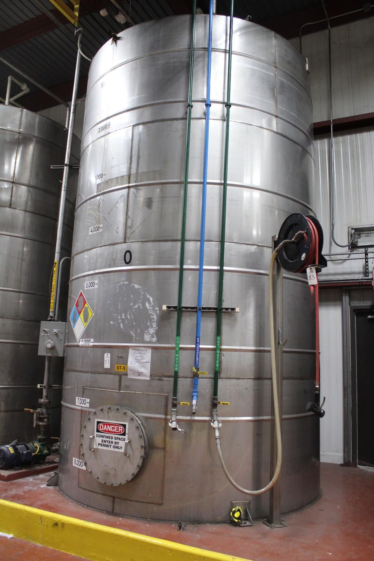 Keller Stainless Steel 8,500 Gallon Storage Tank, 9'6" Dia., 17'8" O.A.H., (Ref. ST- | Rig Fee $3500