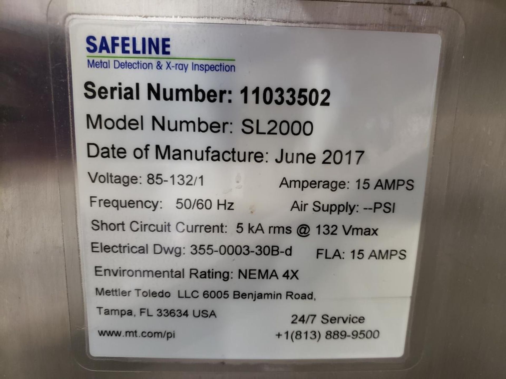 2017 Mettler Toledo Model SL2000 Metal Detector, 14"W x 8"H Pass Through Conveyo | Rig Fee: $250 - Image 2 of 2