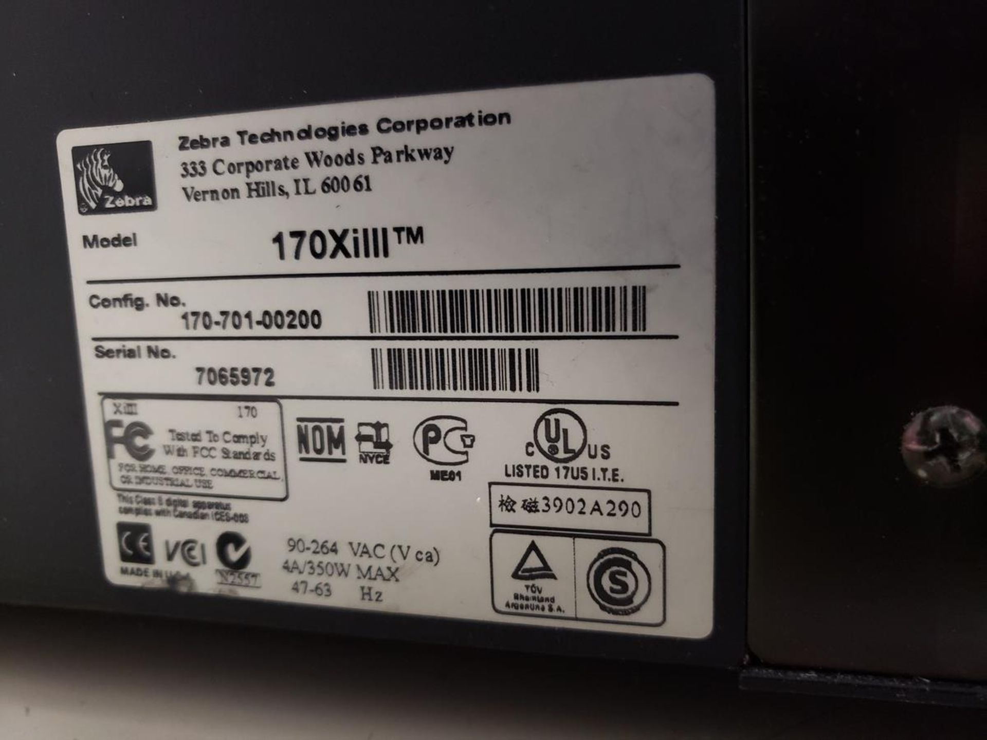 Zebra Model 170XiIII Plus Bar Code Label Printer | Rig Fee: $50 - Image 2 of 2
