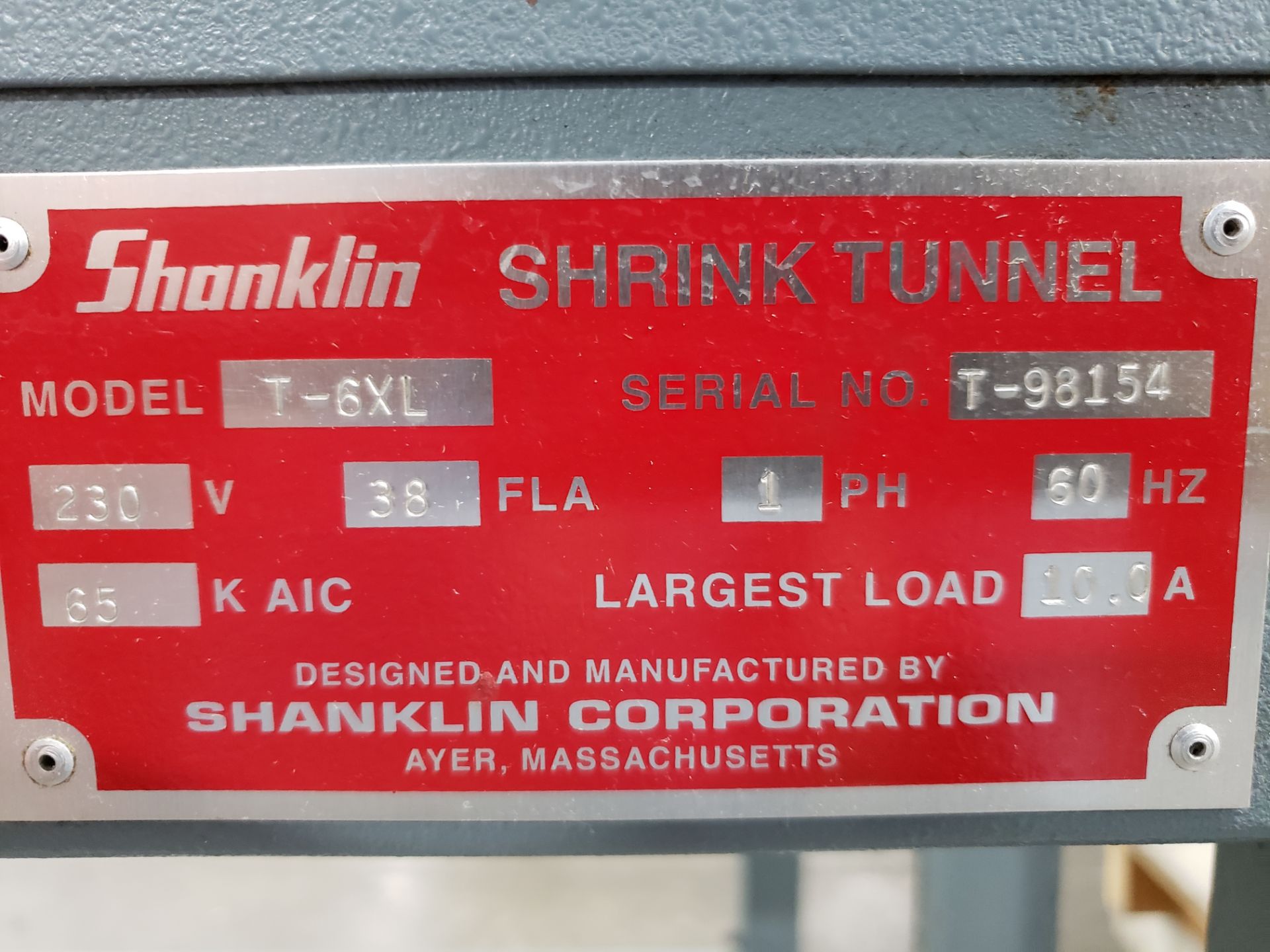 Shanklin Model T-6XL 18"W x 8"H Shrink Tunnel, S/N T-98154 | Rig Fee: $100 - Image 3 of 3