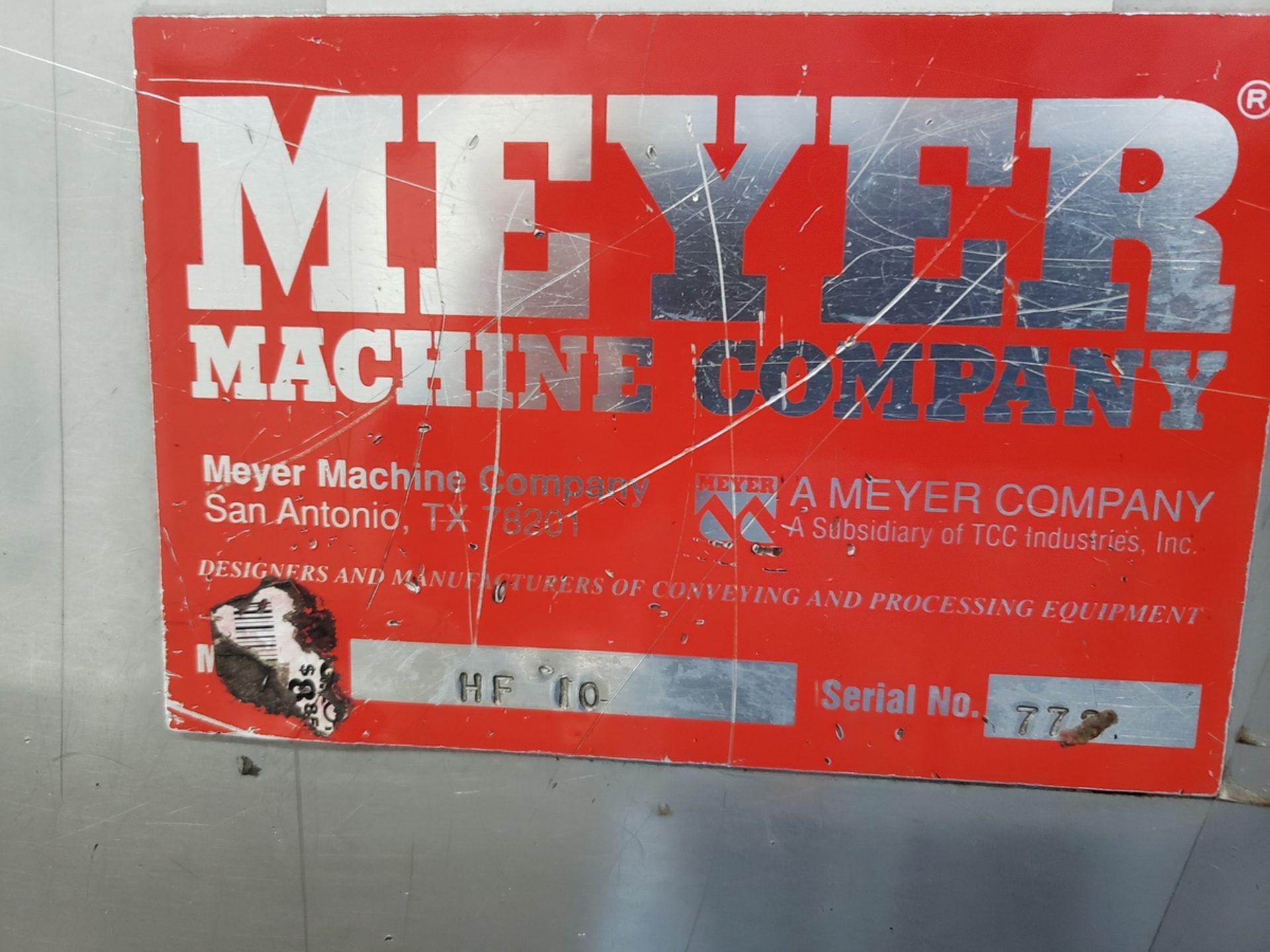 Meyer Model HF-10 Stainless/Carbon Steel Hopper, S/N 773; with Meyer Vibratory F | Rig Fee: $100 - Image 3 of 4