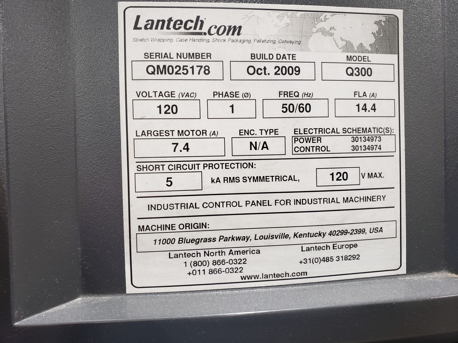 Lantech Model Q300 Stretch Pallet Wrapper, S/N QM025178 | Rig Fee: $500 - Image 3 of 3