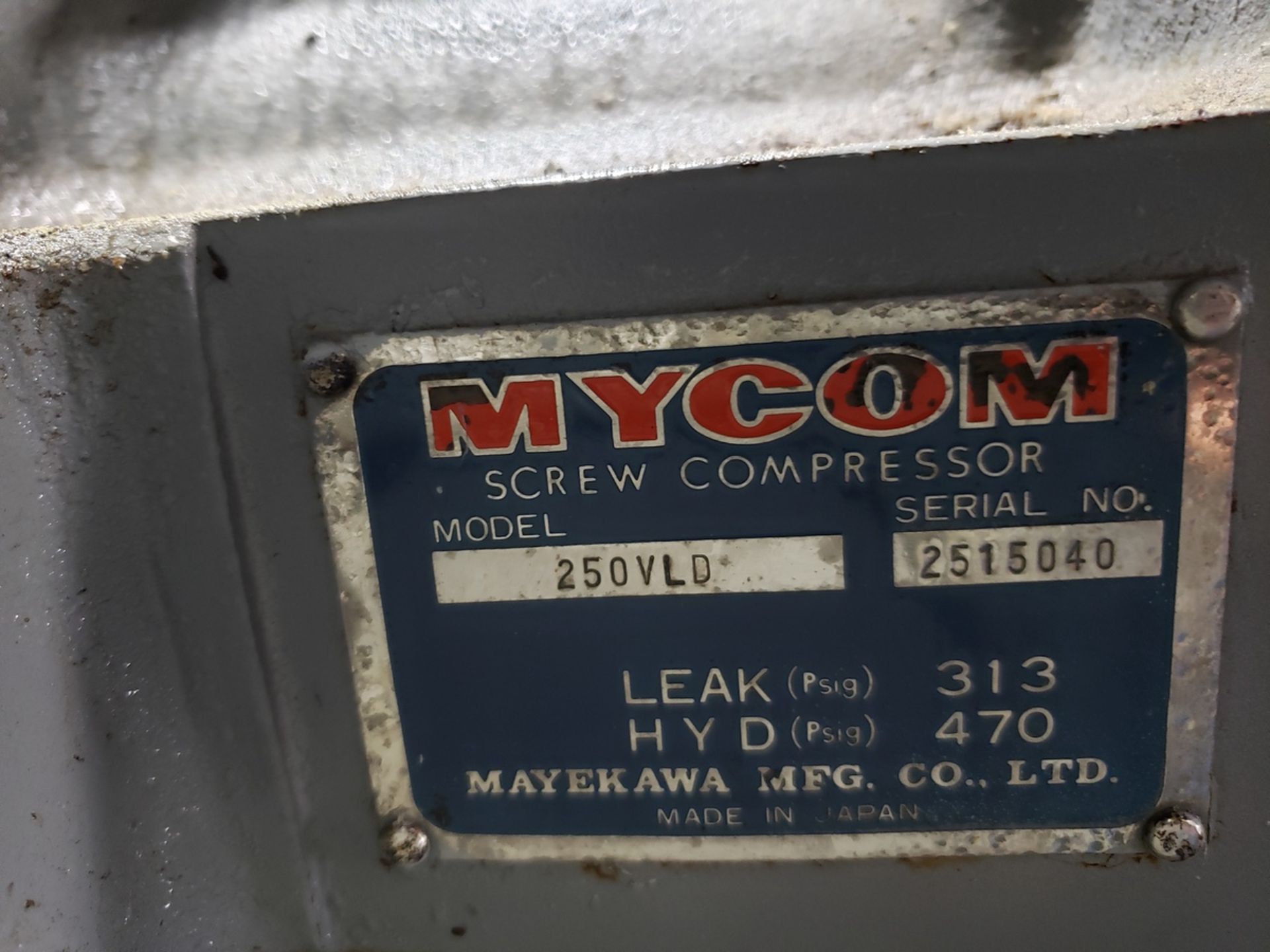 Mycom Ammonia Screw Compressor, M# 250VLDM, S/N 2515040, 200 HP | Rig Fee: $3500 - Image 3 of 5