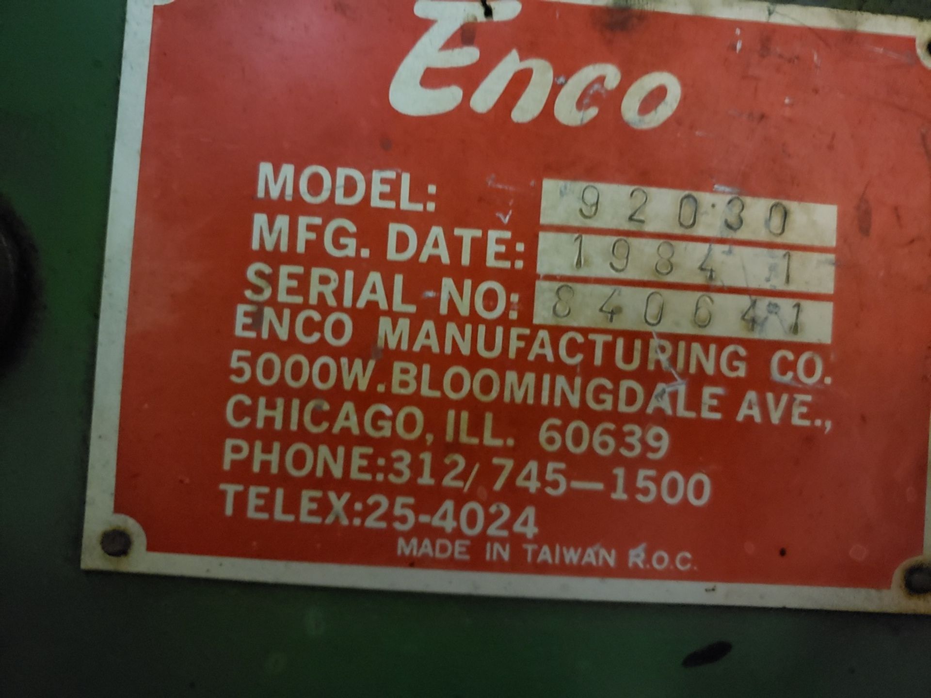 Enco Engine Lathe, M# 92030, S/N 840641 | Rig Fee: $500 - Image 2 of 2