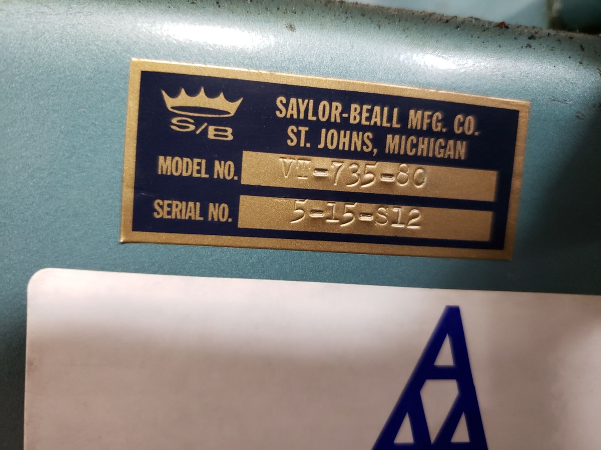 Saylor-Beall Air Compressor, M# VT-735-80, S/N 5-15-S12 | Rig Fee $100 - Image 2 of 3