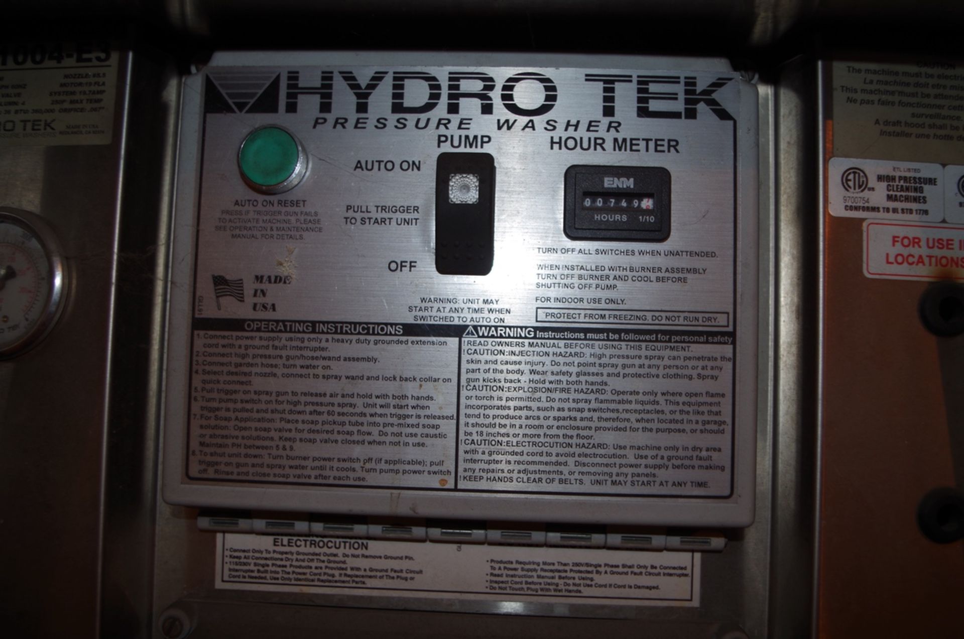 Hydro Tek Pressure Washer with Steam Cleaner. 2100 PSI, 749 hours | Rig Fee: $50 - Image 3 of 3