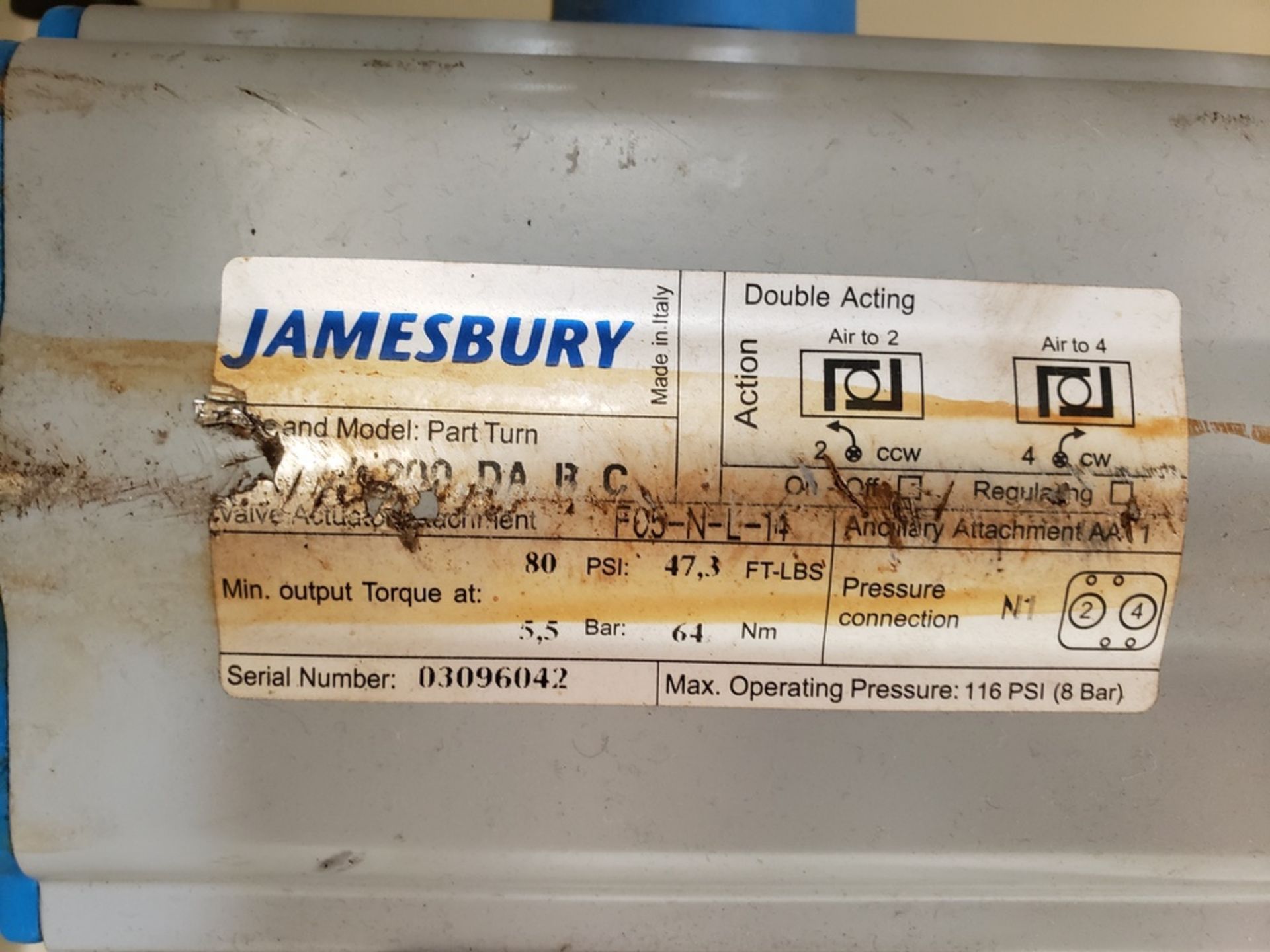 Jamesbury & Gemini Air Actuated Valves | Rig Fee: $25 or Hand Carry