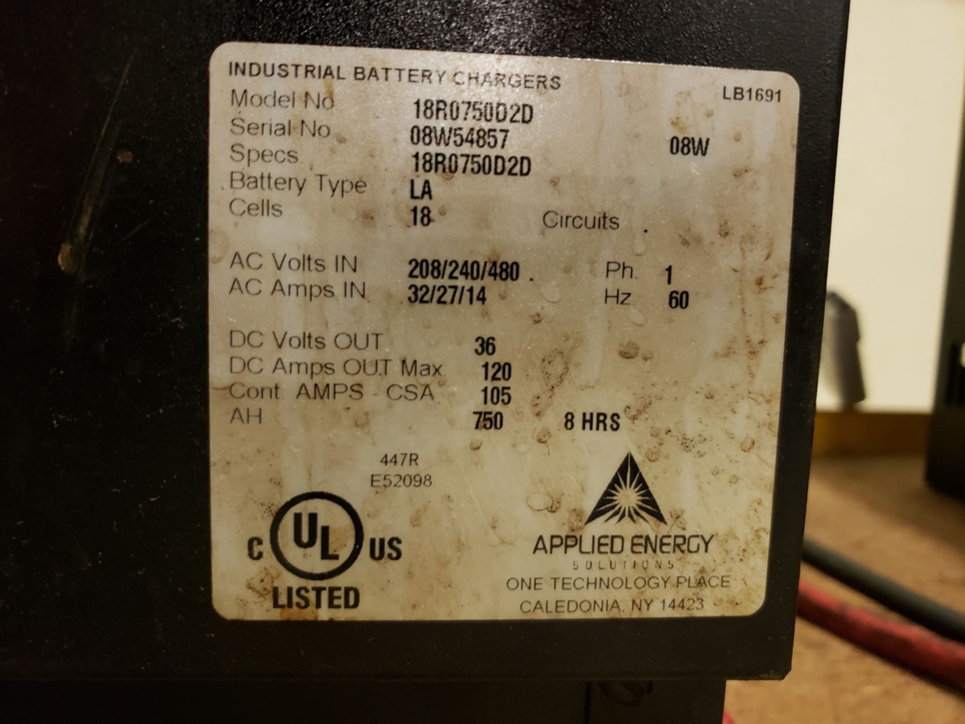 Applied Energy 36 Volt, 120 Amp Battery Charger - Loc: NJ | Rig Fee: $50 - Image 2 of 2