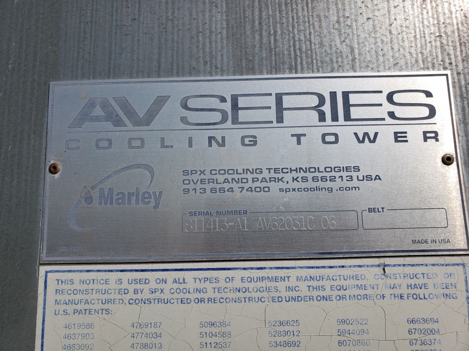 Marley AV Series Cooling Tower, S/N 811413-A1 AV62031C 06, W/ Circulating Pump | Rig Fee: $3900 - Image 2 of 3