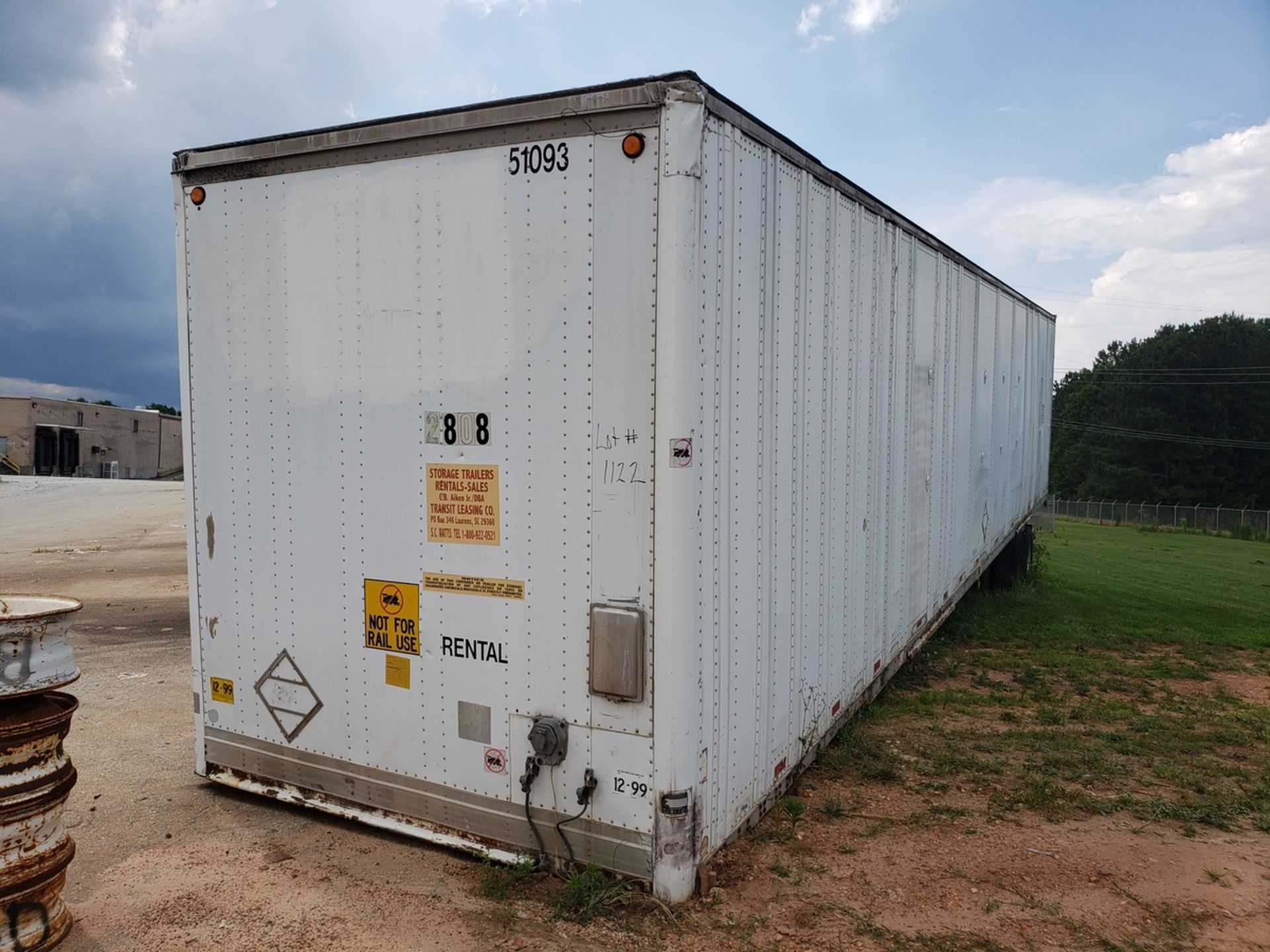 Dry Van Storage Trailer, Trailer # 51093. (No Title) Rig Fee: $Buyer To Remove