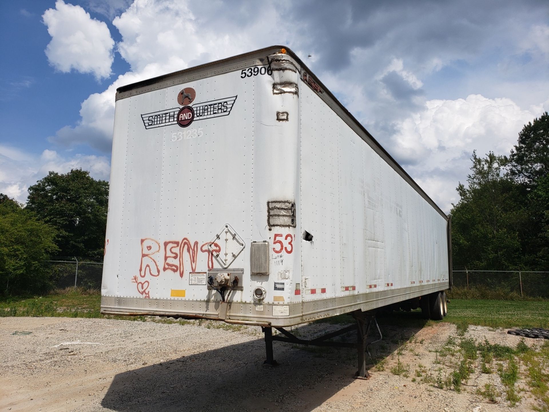 Dry Van Storage Trailer, Trailer # 53906. (No Title) Rig Fee: $Buyer To Remove