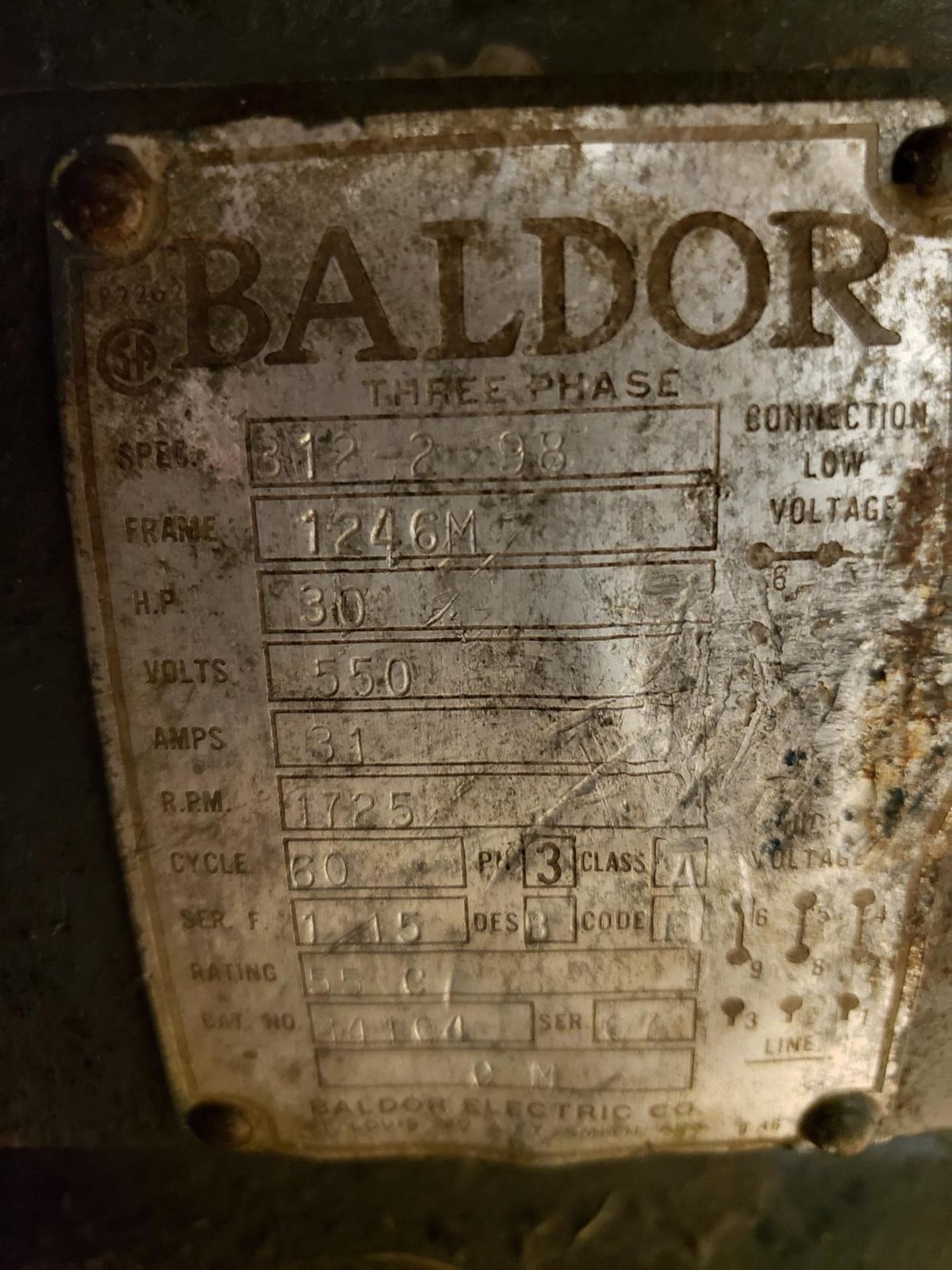 Baldor Electric Motor, 30 HP, Frame 1246M Rig Fee: $50 - Image 2 of 2