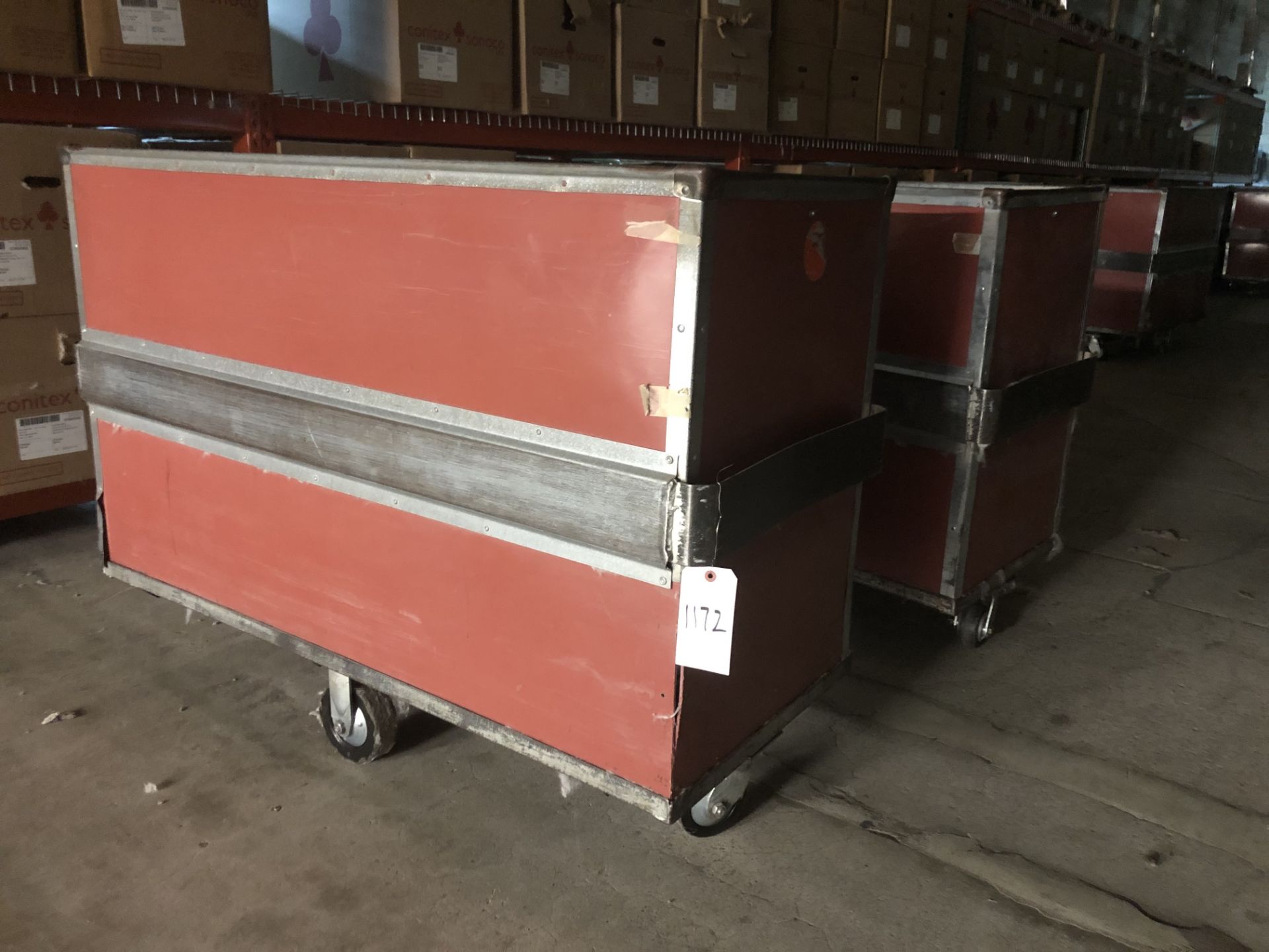 (Qty 12) 4-Wheel Carts, Spring Bottom, Approx 24in x 48in x 36in Rig Fee: $120