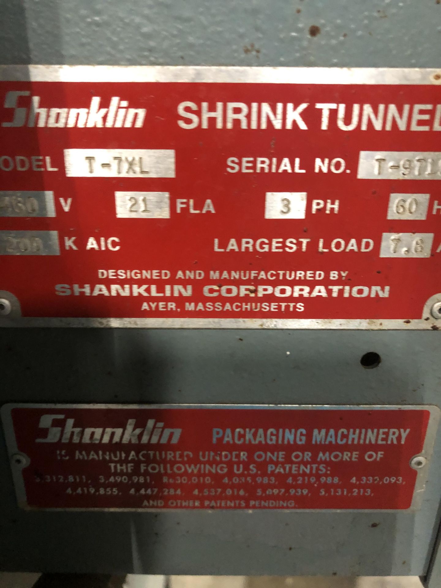 Shanklin Heat Shrink Tunnel, Model T-7XL, S/N: T-971X - Loc: ATL, GA | Rig $ See Desc - Image 2 of 4