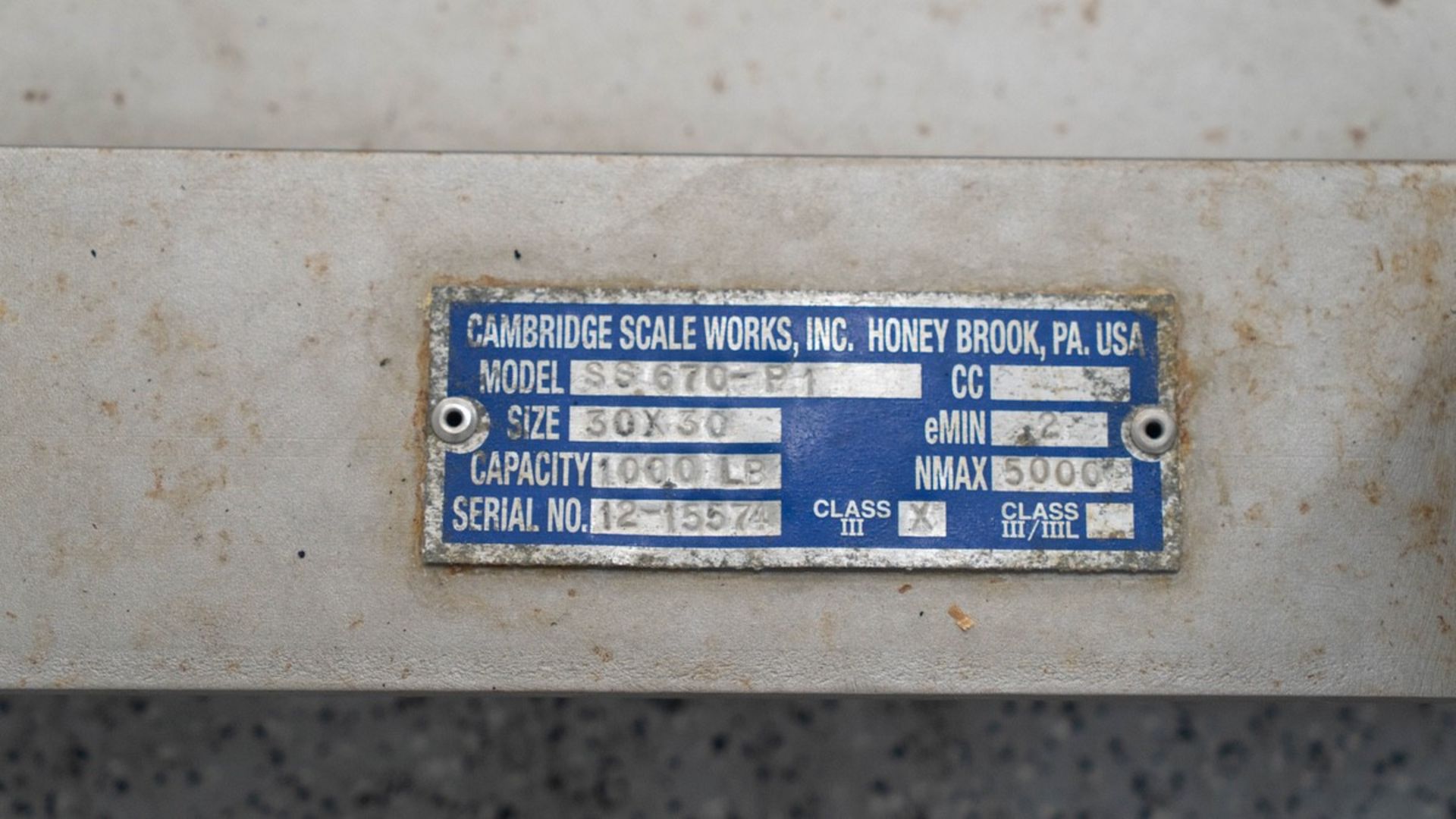 Cambridge Scale Works SS670 B-1 Floor Scale, Model SS 670 B-1, S/N: 12-15574, Max C | Rig Fee: $25 - Image 5 of 5