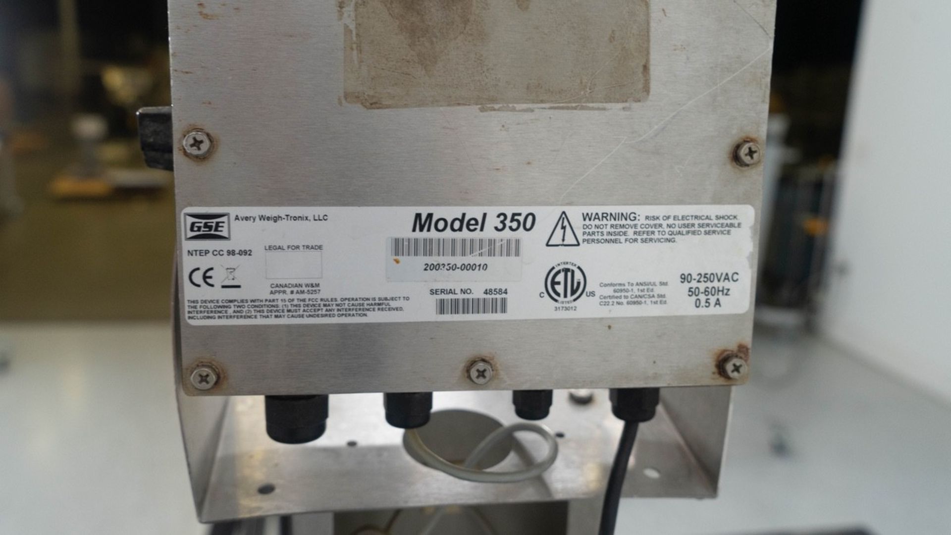 GSE 350 Digital Scale, Model 350, S/N: 48584, Electrical: 90-250V, 50/60Hz, 0.5Amps | Rig Fee: $25 - Image 5 of 5