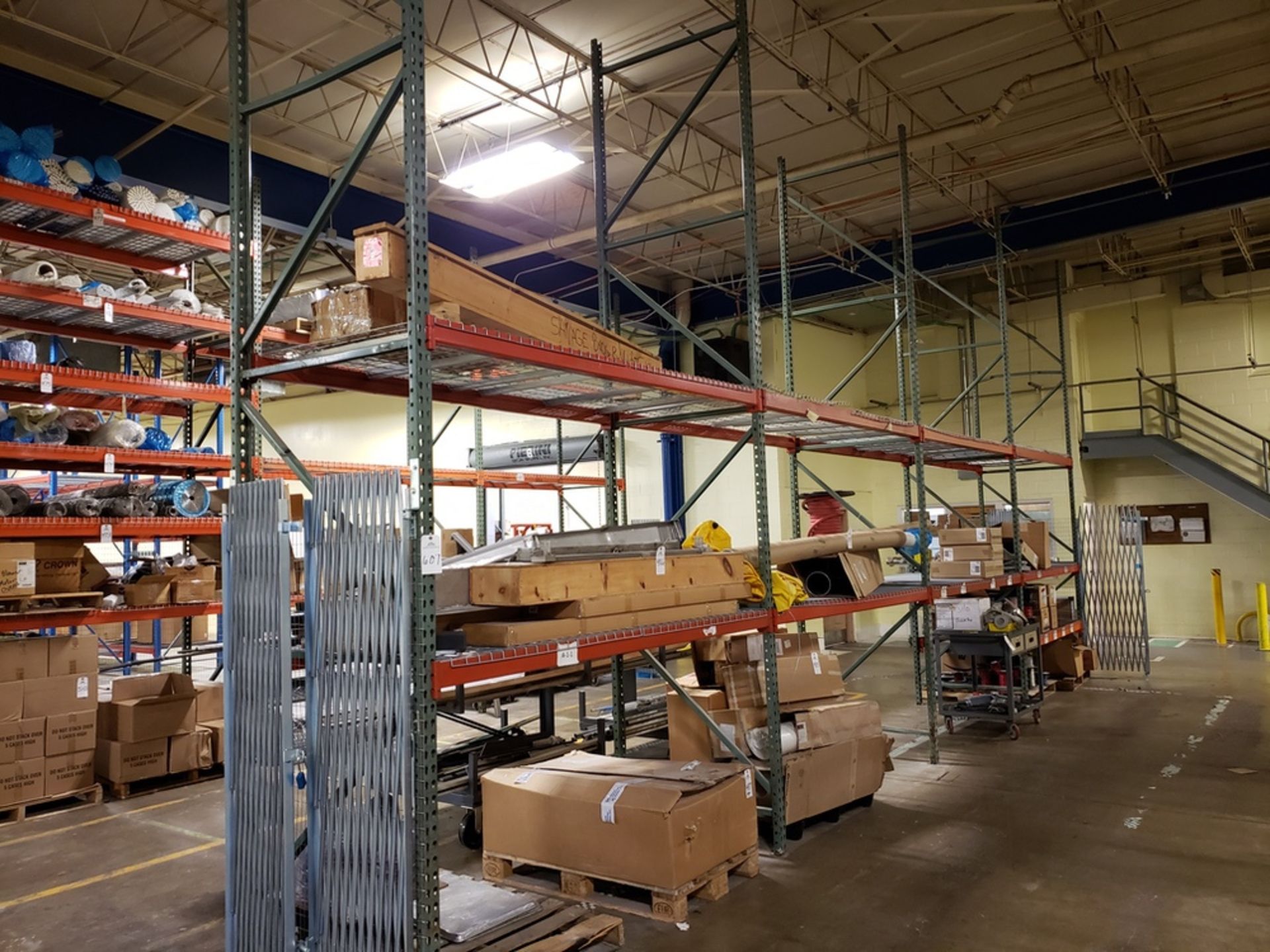 Lot of Pallet Racking, (5) 42" X 16' Uprights, (18) 8' Beams, (18) Wire Shelves | Rig Fee: $300