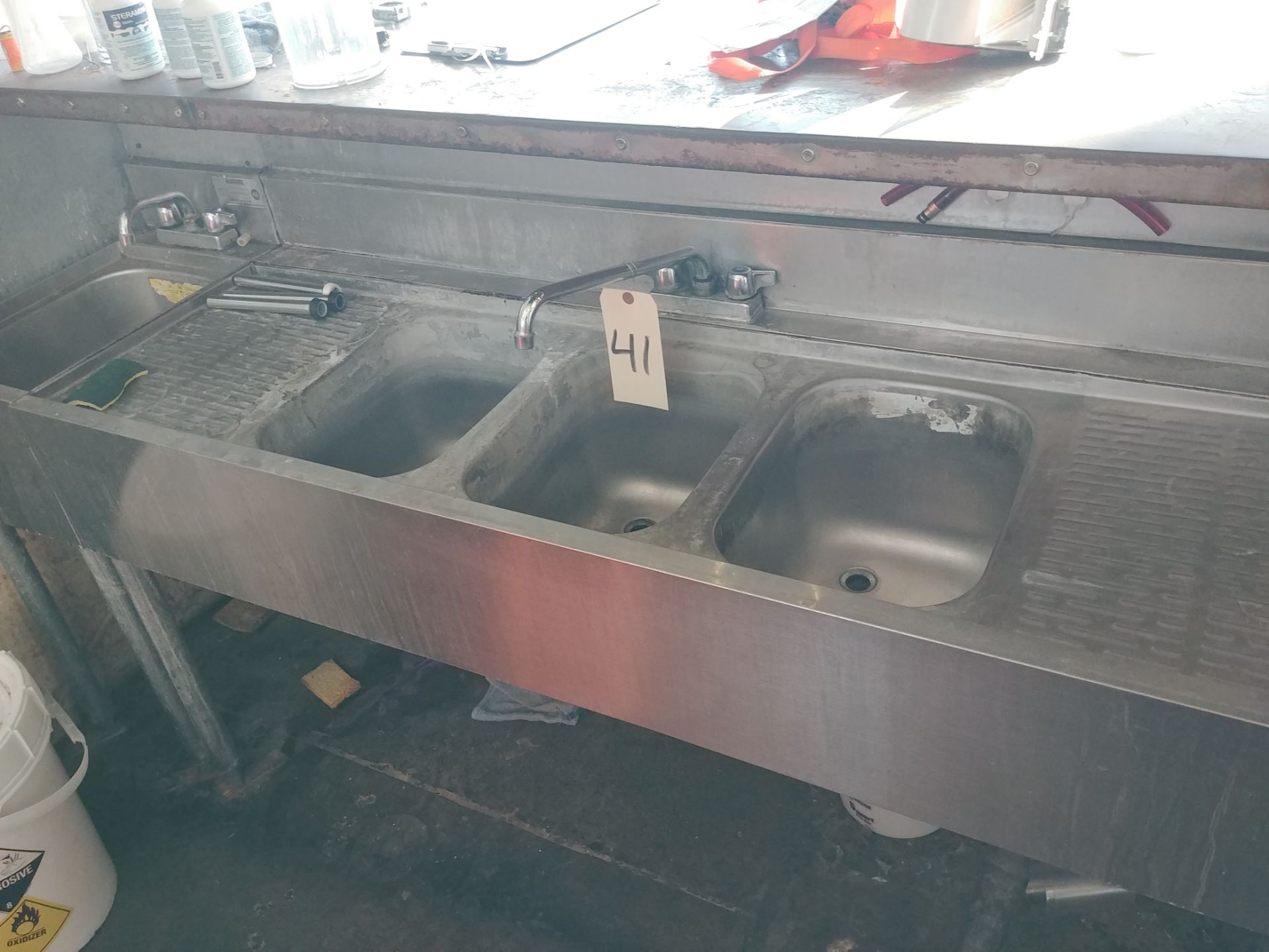 3-Compartment Stainless Steel sink - Sub to Bulk | Reqd Rig Fee: $200