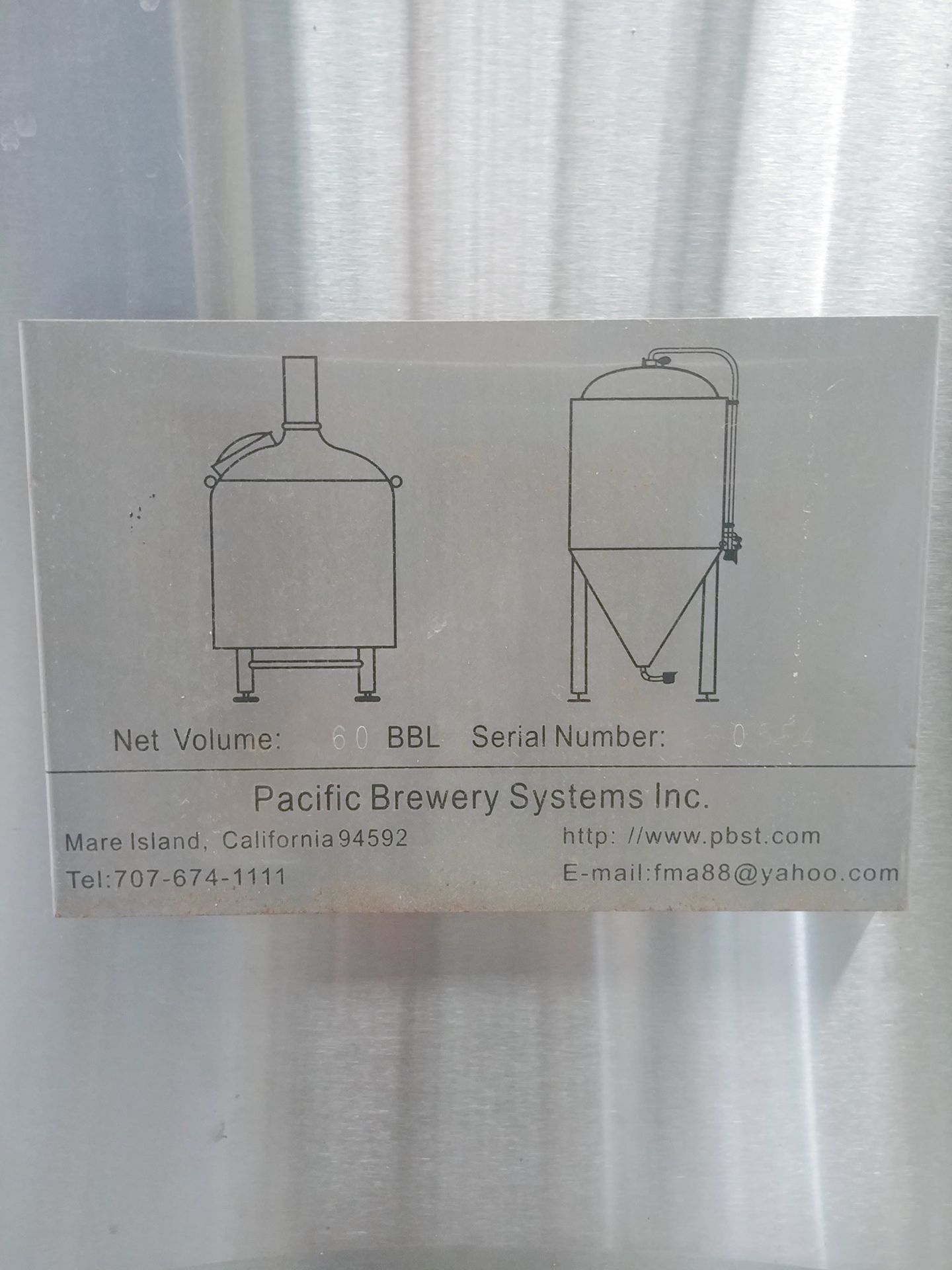 2013 Pacific Brewing 60 BBL Unitank Fermenter, Glycol Jacketed, - Sub to Bulk | Reqd Rig Fee: $1250 - Image 2 of 6