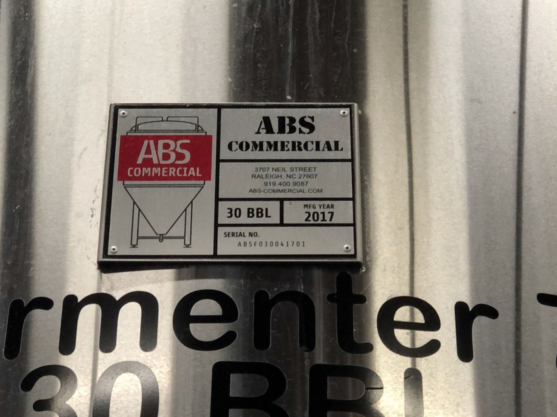 2017 ABS 30 BBL Fermenter, Glycol Jacketed, S/N: ABSF030041701, Appr - Subj to Bulk | Rig Fee: $950 - Image 4 of 10