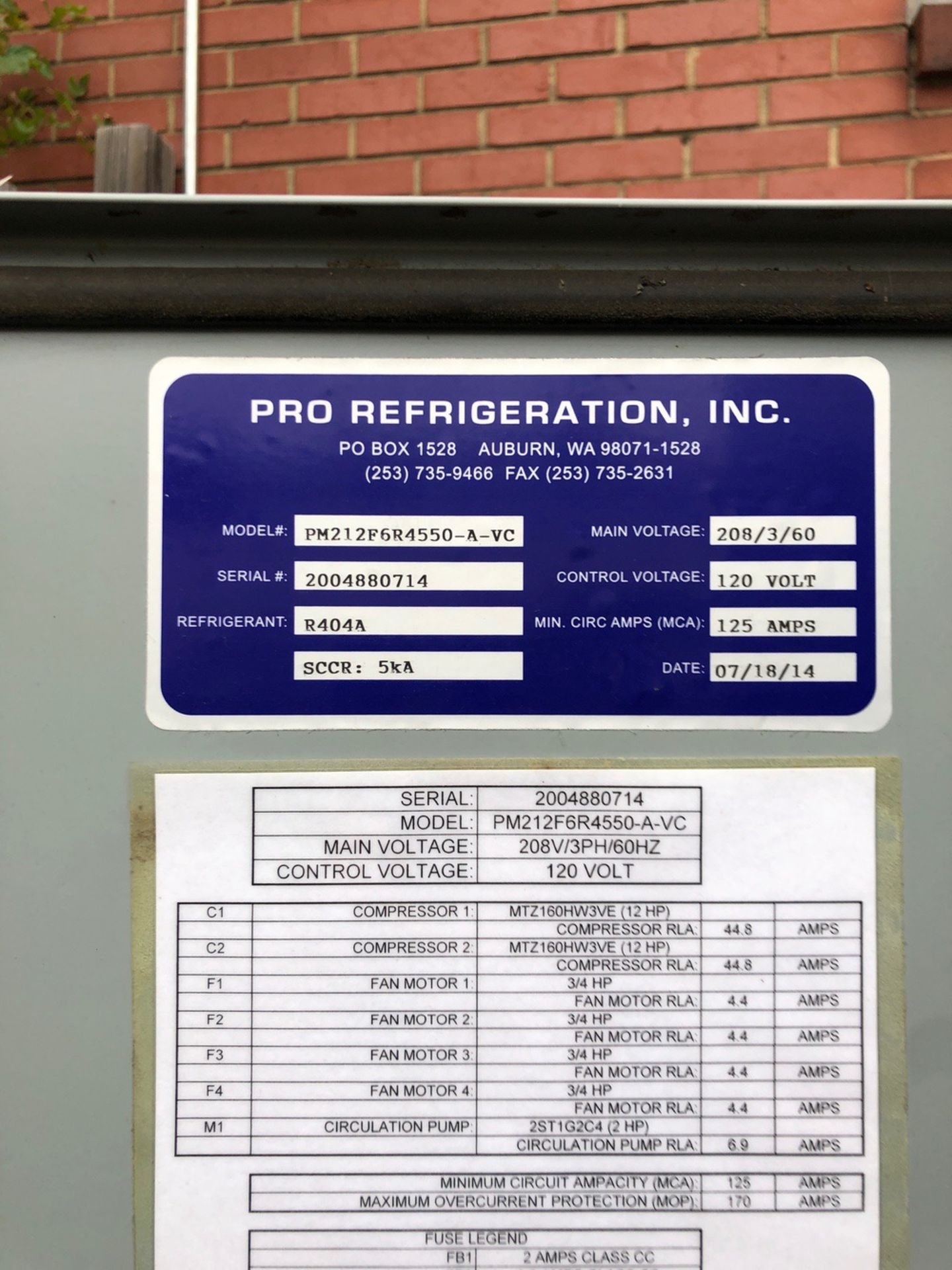 2014 Pro Chiller Glycol Chiller, Dual 12 HP Compressors, 2 HP Circul - Subj to Bulk | Rig Fee: $1750 - Image 10 of 12