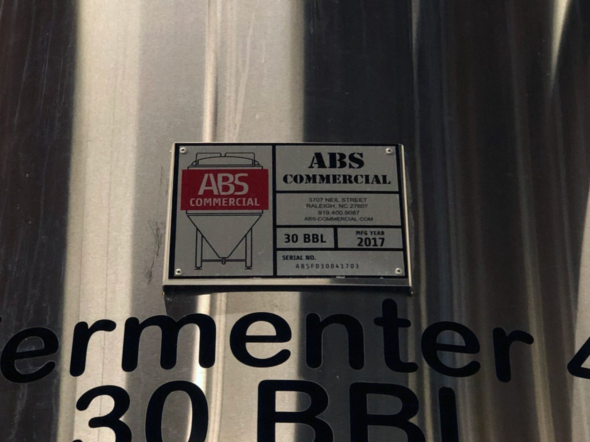 2017 ABS 30 BBL Fermenter, Glycol Jacketed, S/N: ABSF030041703, Appr - Subj to Bulk | Rig Fee: $950 - Image 4 of 6