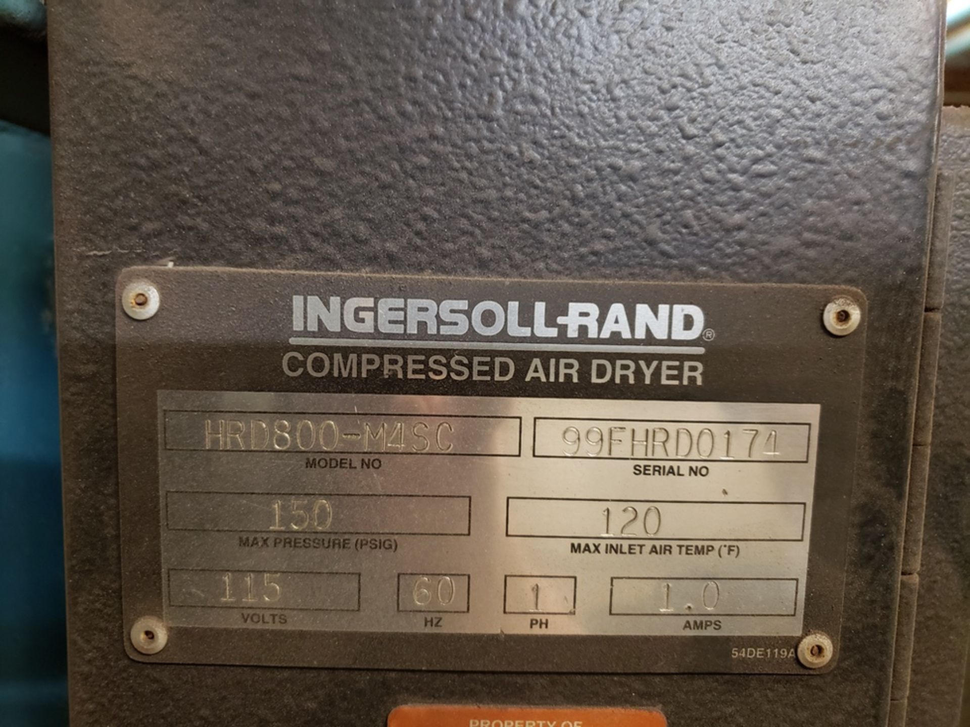 Ingersoll-Rand Air Dryer, M# HRD800-M4SC, S/N 99FHRD0174 | Rig Fee: $225 - Image 2 of 2