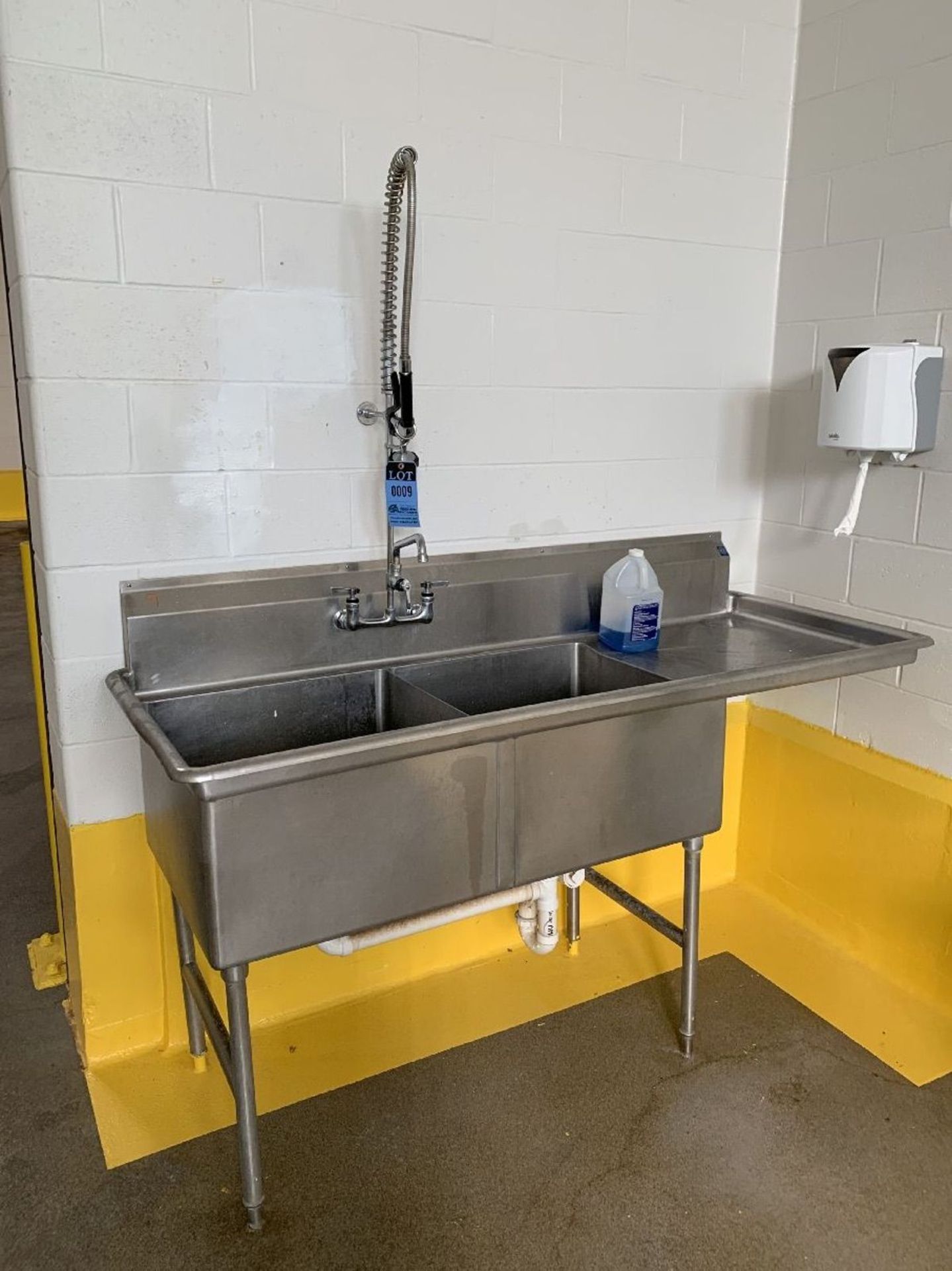 SINK: 30.5" X 75" WIDE X 40" HIGH NSF STAINLESS STEEL TWO-BOWL SINK | Rig Fee: $75