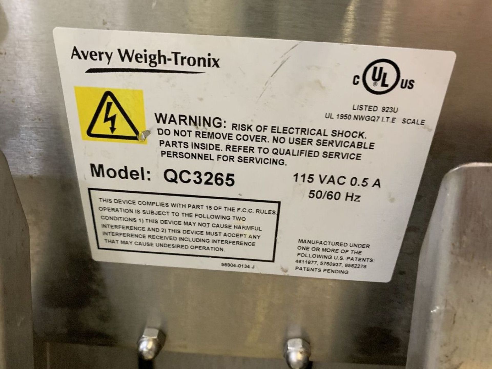 100 LB. X 20" X 20" WEIGH-TRONIX MODEL QC-3265 DIGITAL PLATFORM SCALE; S/N 030488 | Rig Fee: $35 - Image 4 of 5