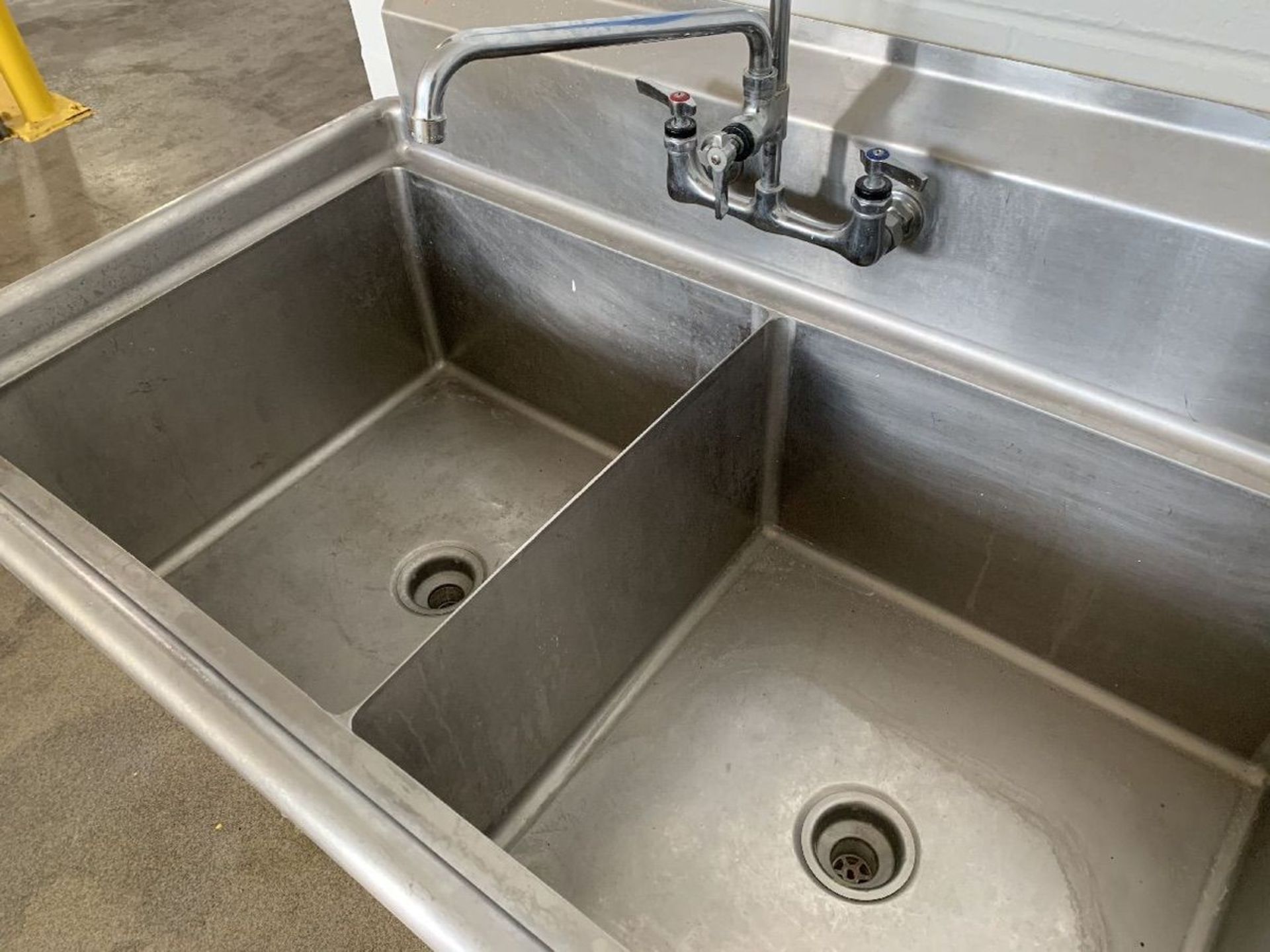 SINK: 30.5" X 75" WIDE X 40" HIGH NSF STAINLESS STEEL TWO-BOWL SINK | Rig Fee: $75 - Image 3 of 3