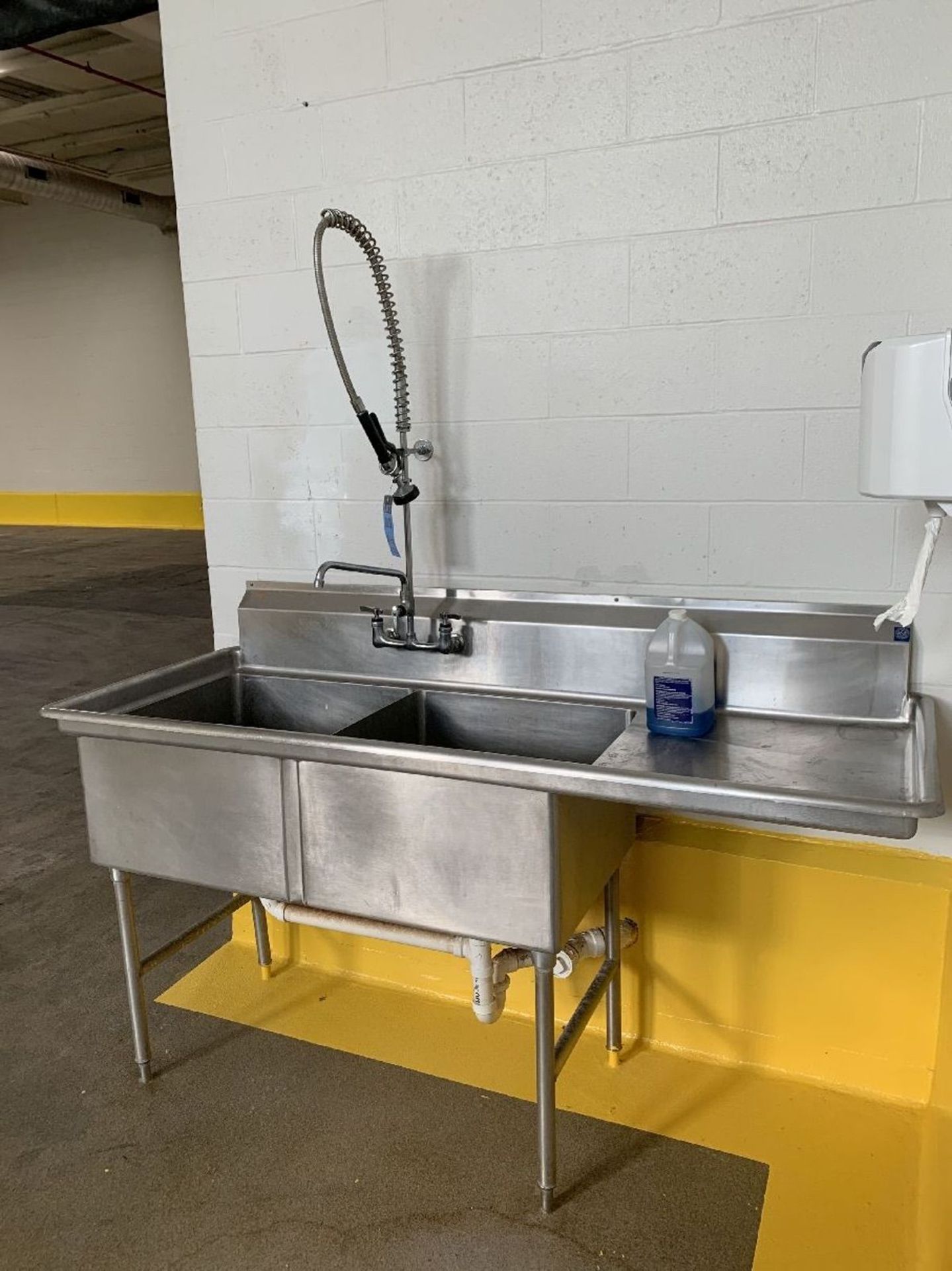 SINK: 30.5" X 75" WIDE X 40" HIGH NSF STAINLESS STEEL TWO-BOWL SINK | Rig Fee: $75 - Image 2 of 3