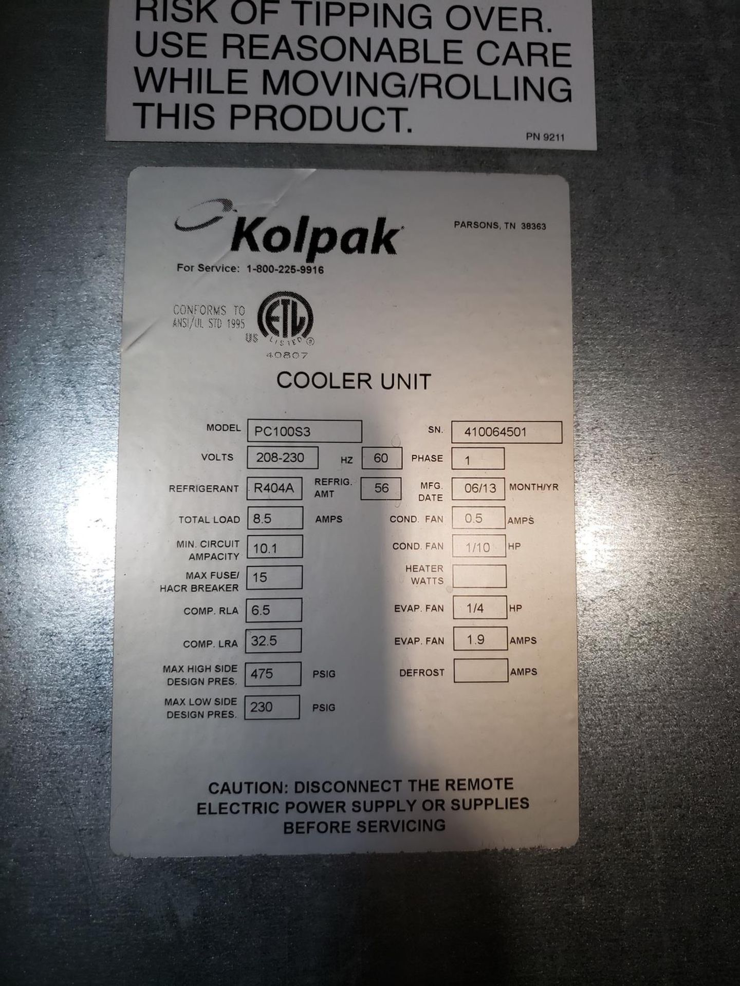 Kolpak Walk-In Cold Box 10' x 10' | Rig Fee: $2000 - Image 4 of 4