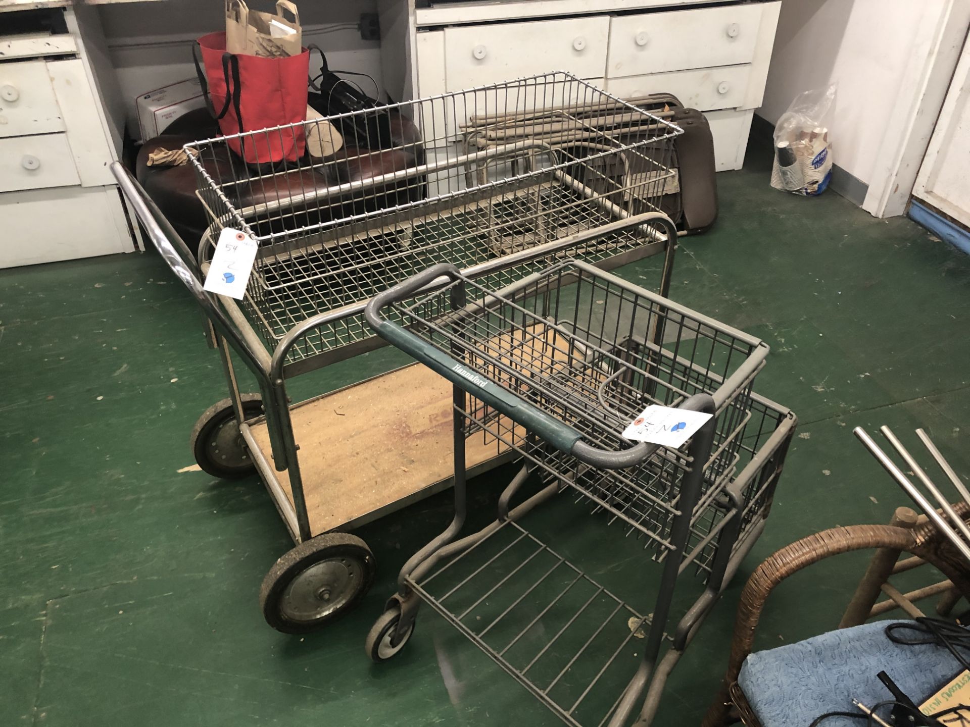 (2) Cart & Custom Made Shop Cart w/Metal Top