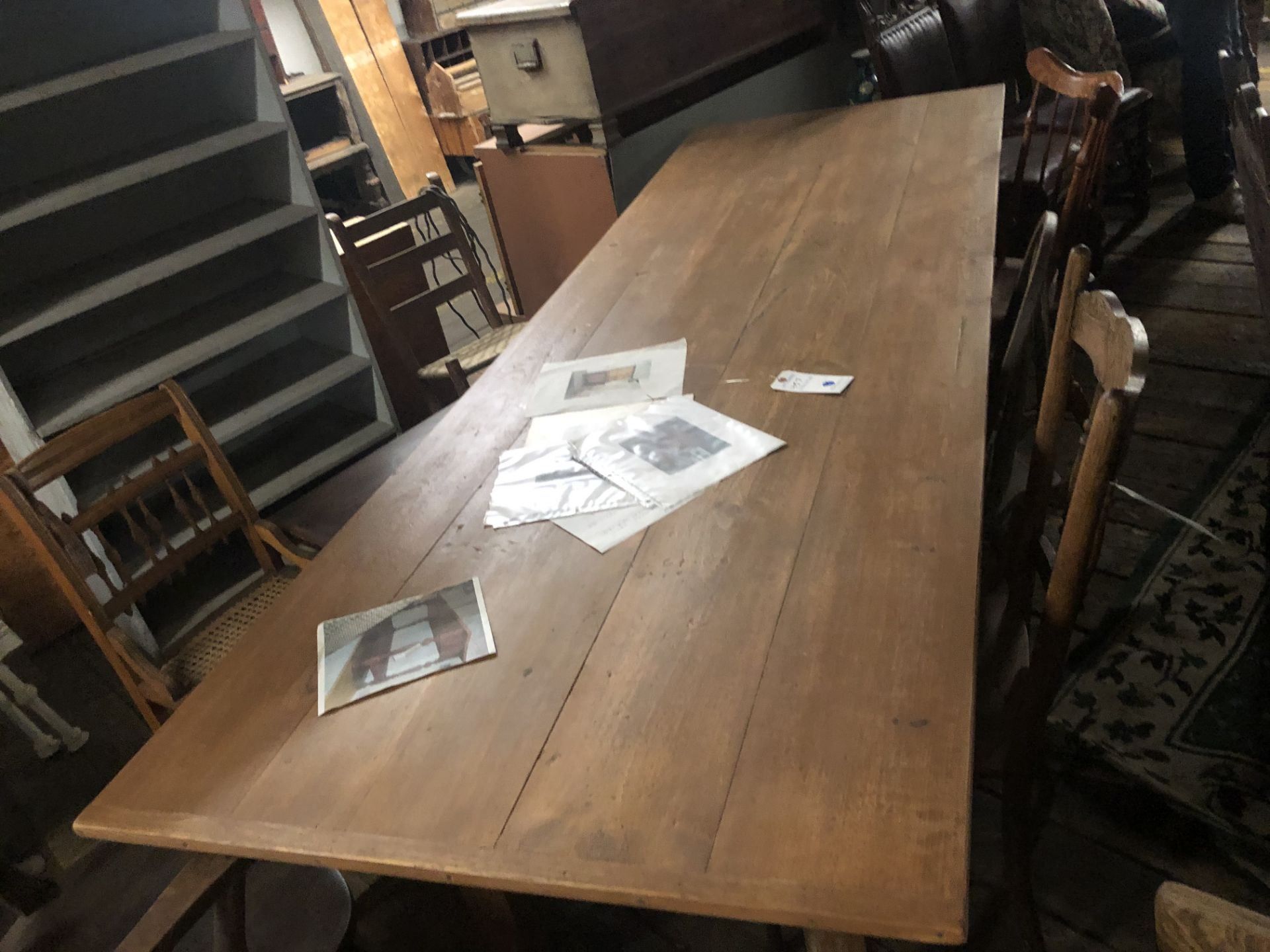 Wood English Base Custom Made Farm Table 9' x 3'W