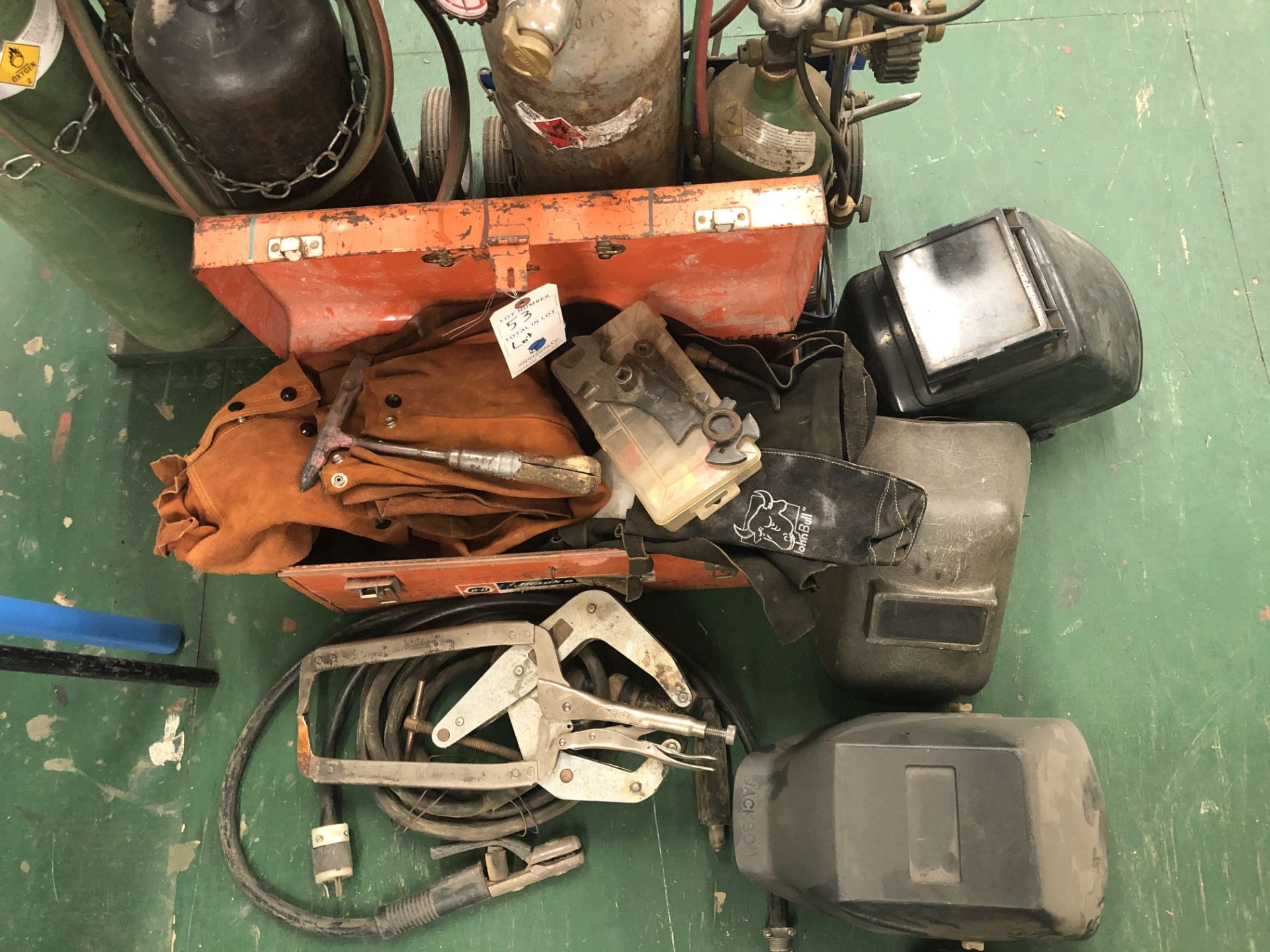 {LOT} Torch Masks, Leads, Tools, Clamps, Etc.