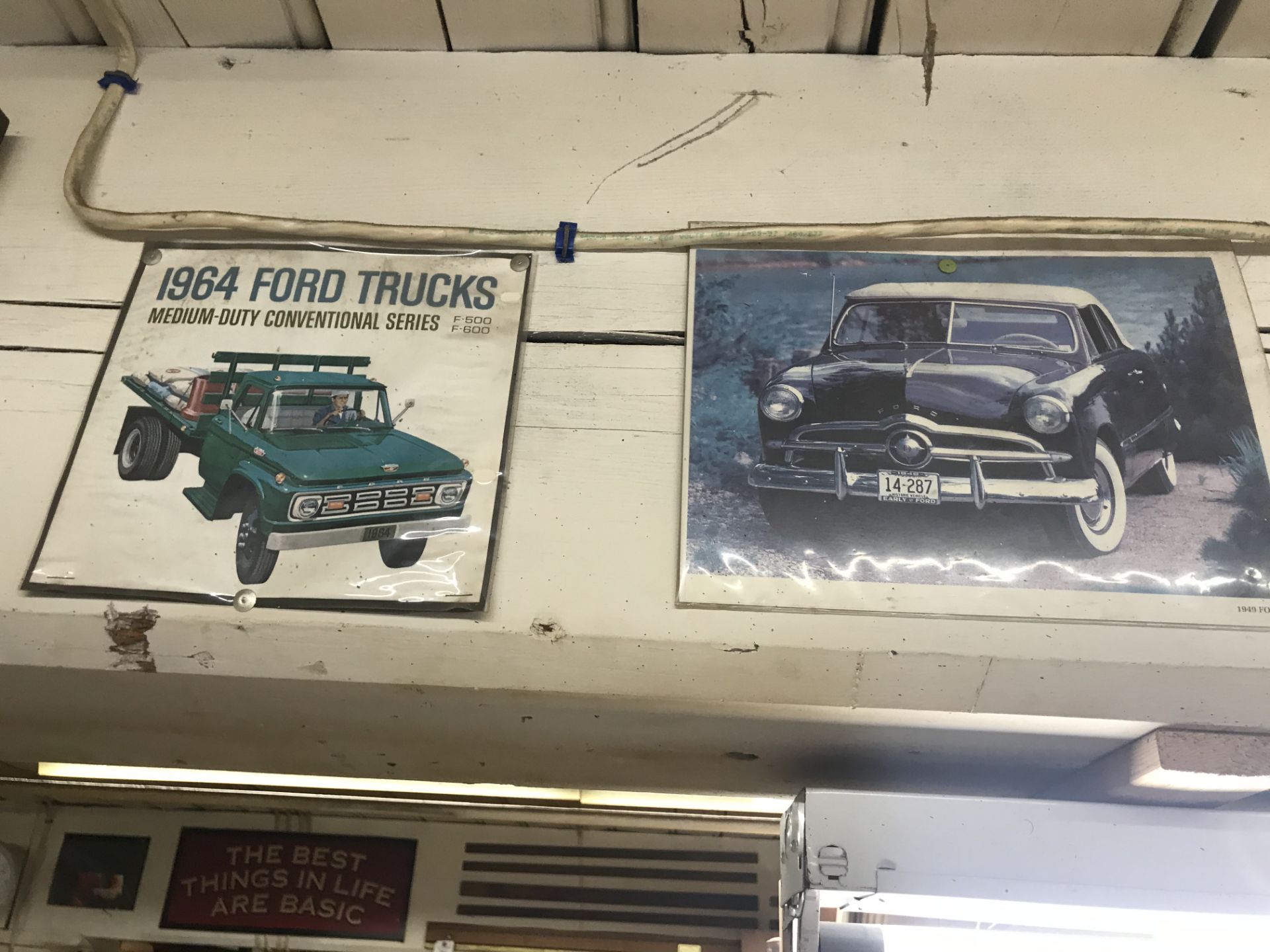 (7) Pieces c/o: (2) Original Car Advertising Pieces ('64 Ford Truck & '64 Ford Ecoline), Fishing