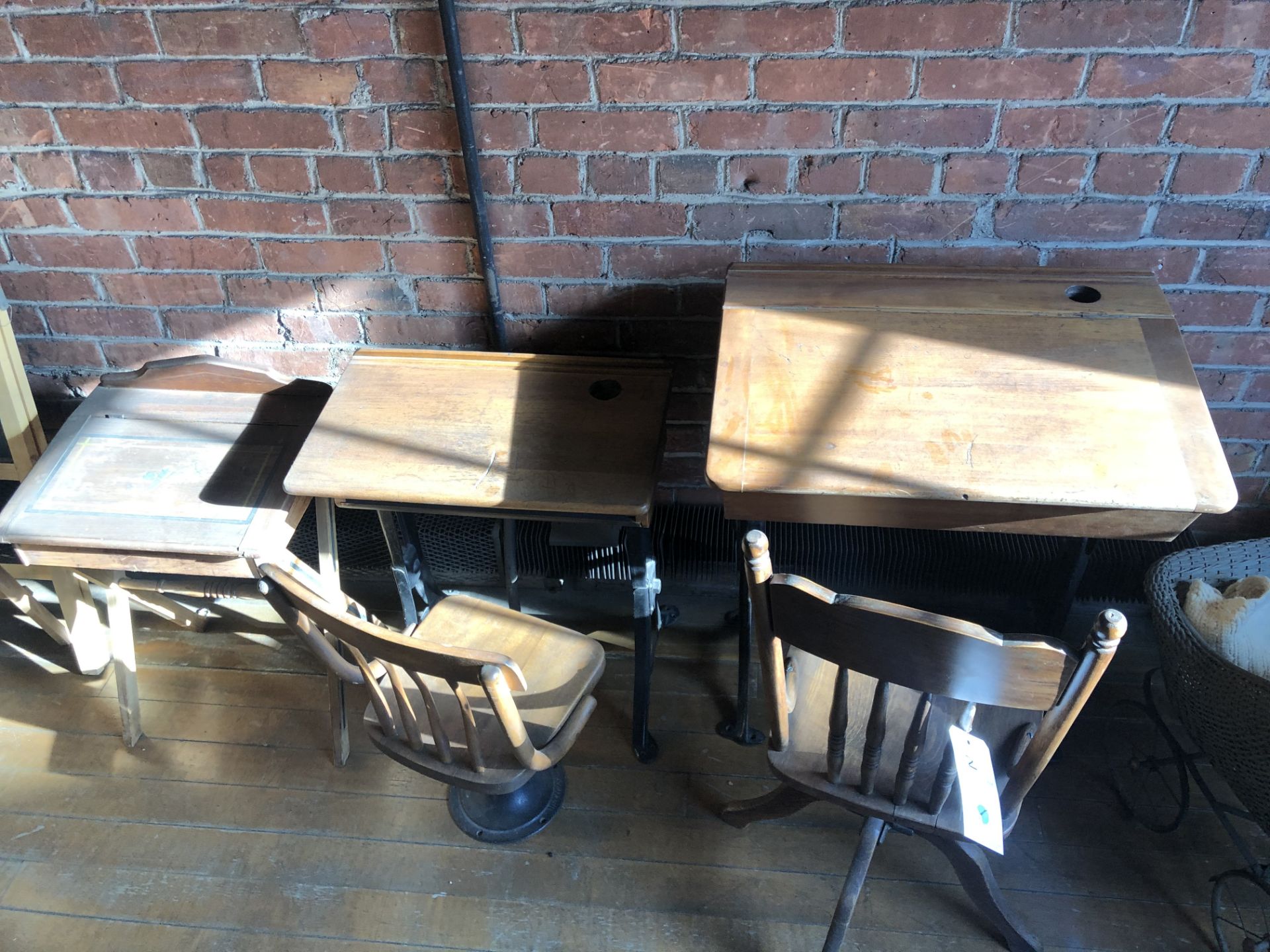 (3) Antique Children's School Desks w/Chairs