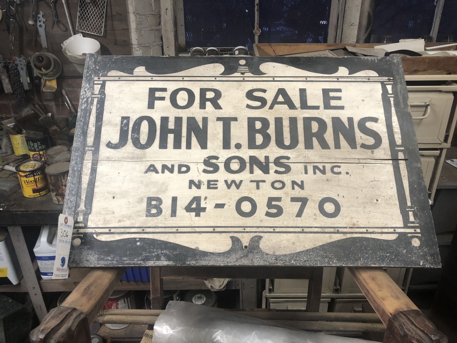 Wood Antique Sign John T. Burns