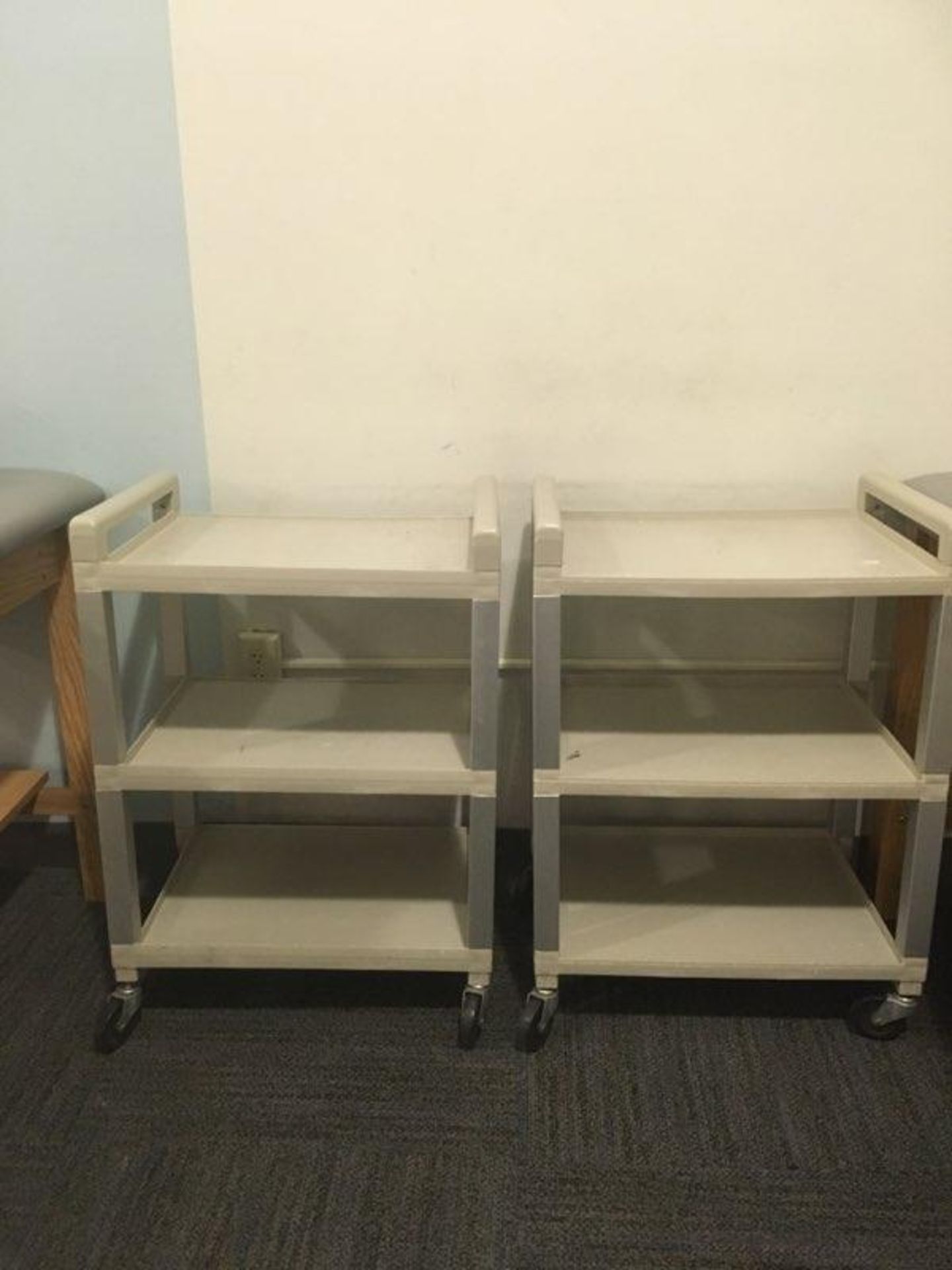 (2) Three Shelf Plastic Carts