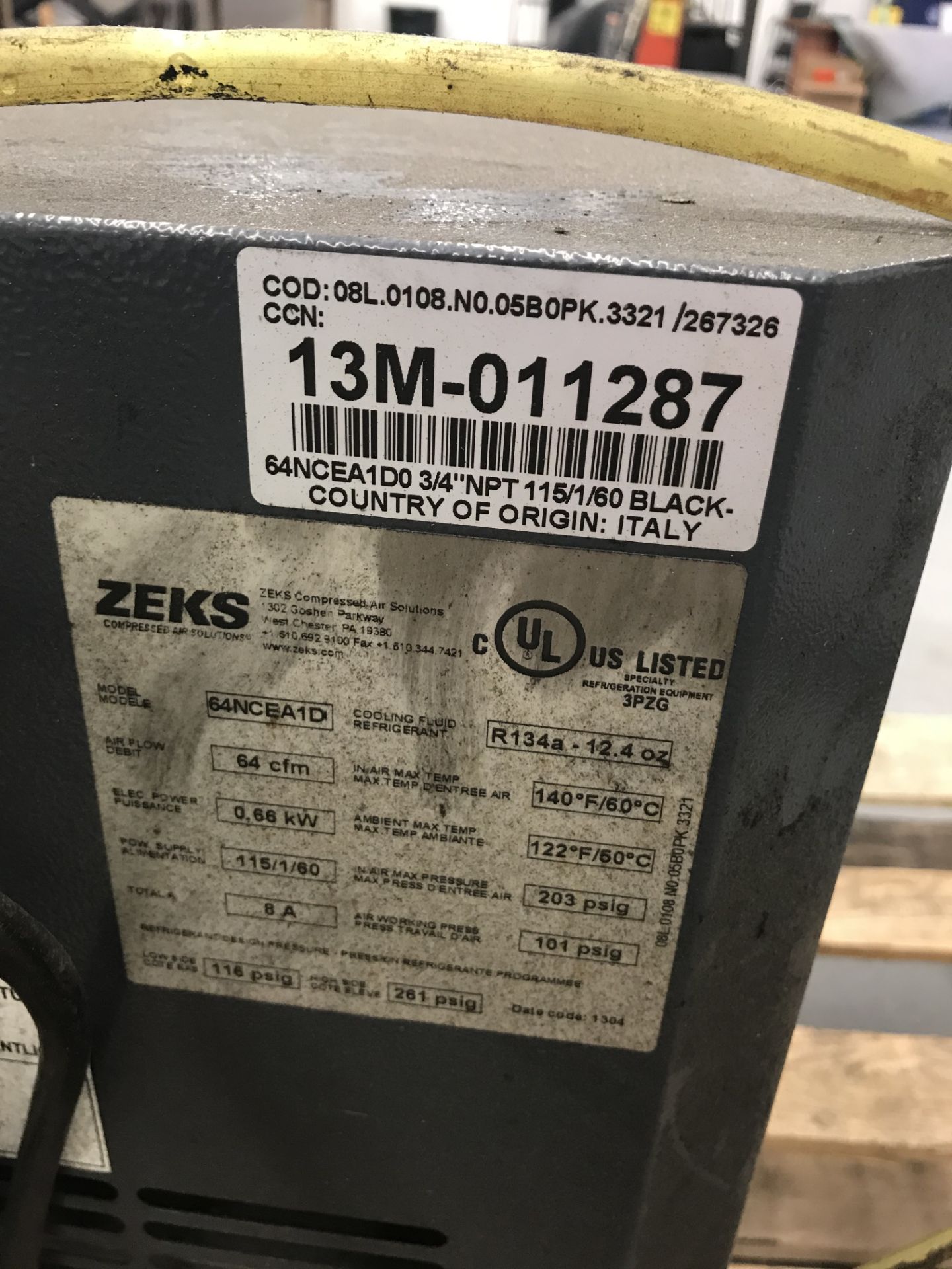 Zeks #64NCEA1D 64CFM Refrigerated Compressed Air Dryer - Image 2 of 2