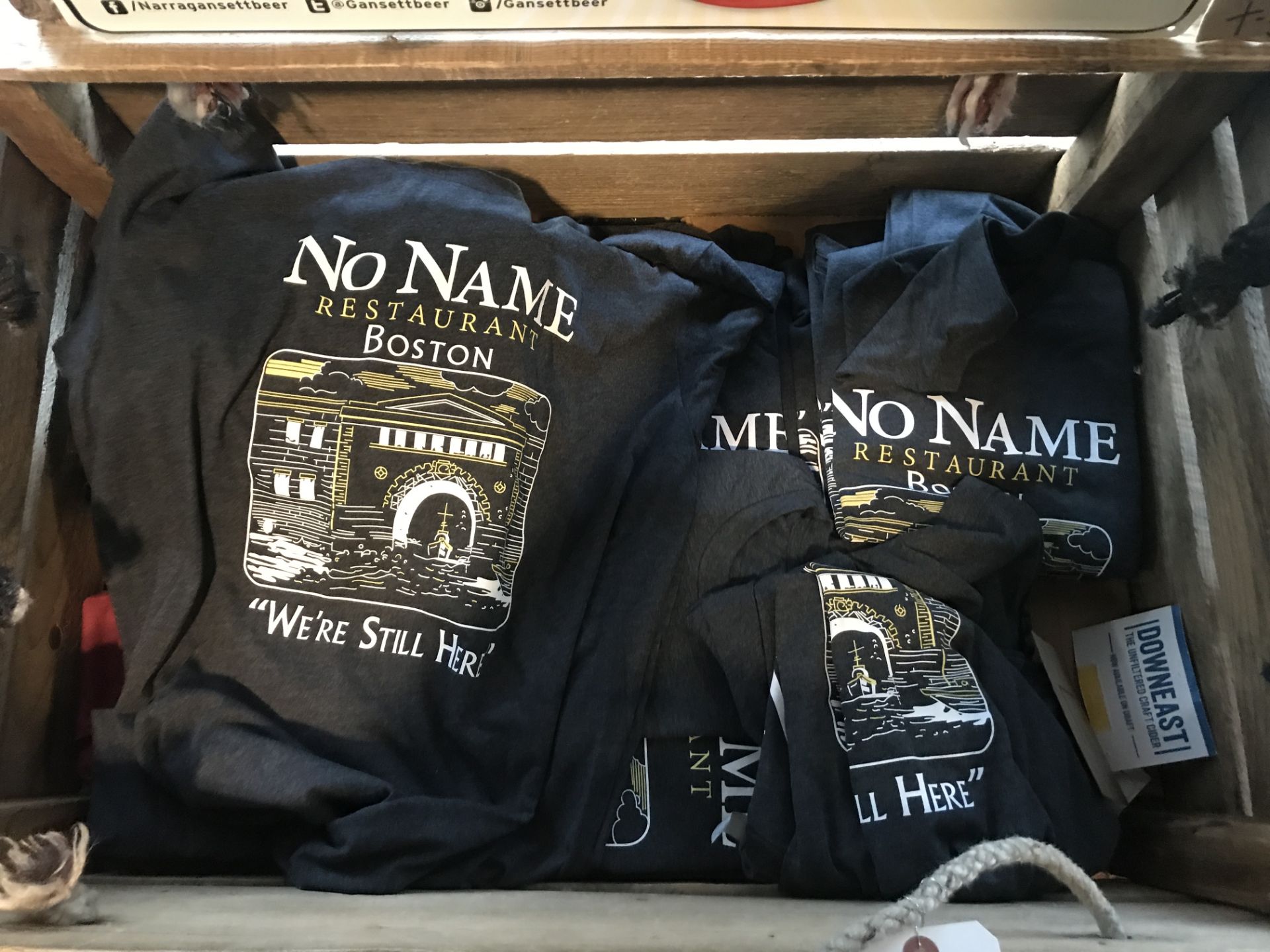 No Name T Shirts in Wooden Crate