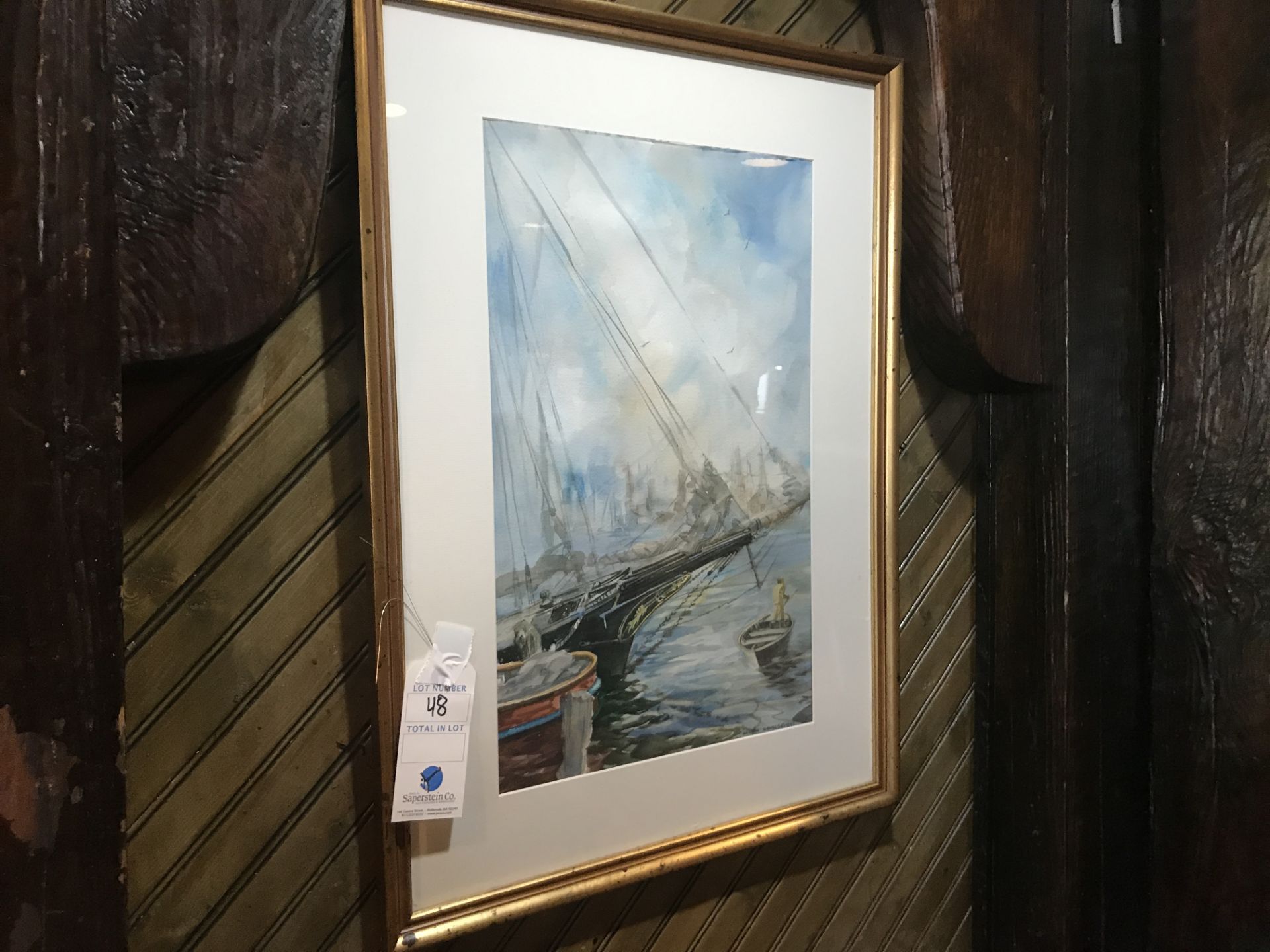 Framed Boat Painting by Allan Hawks 1993