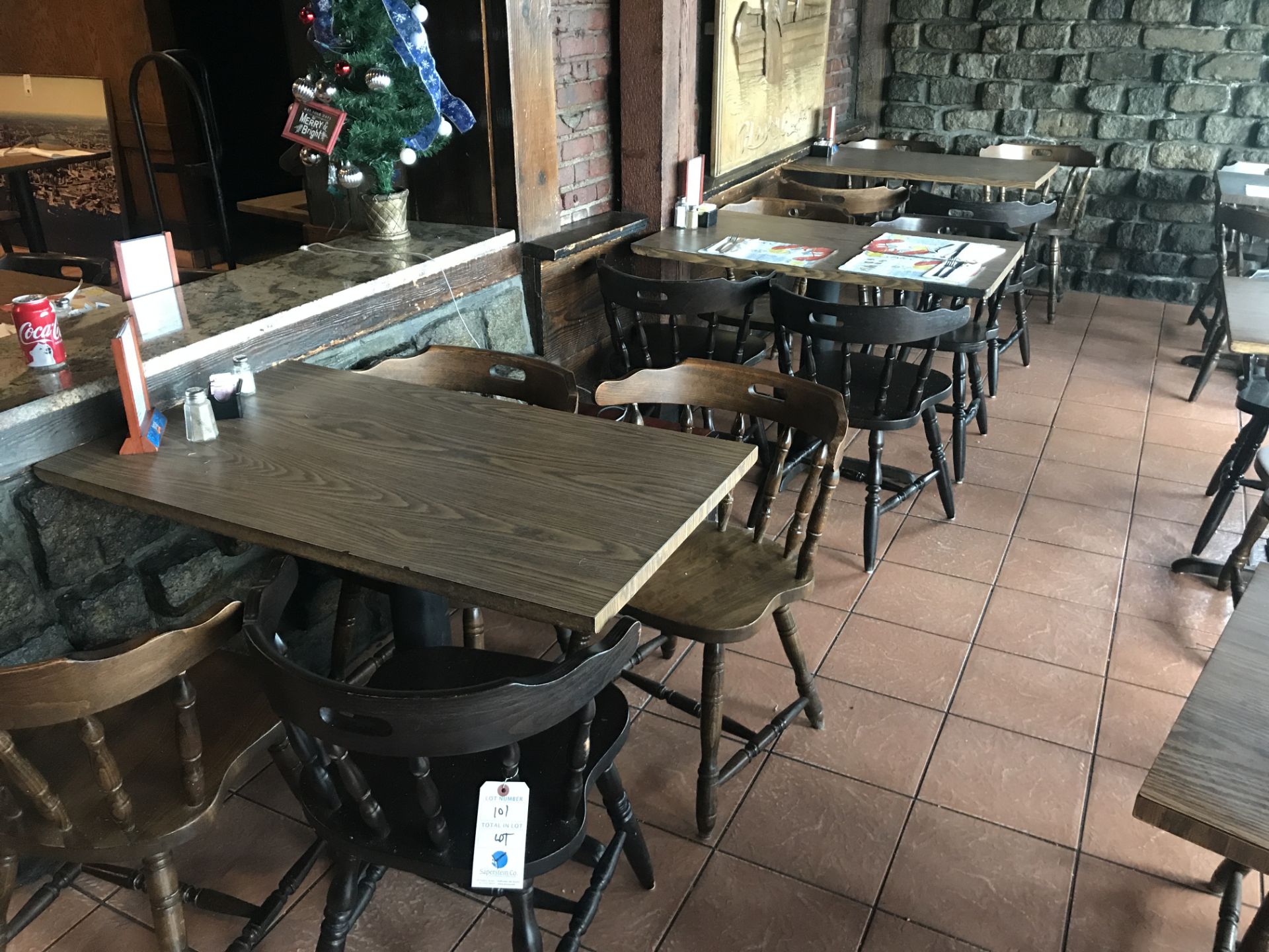 {LOT} All Tables, Chairs, Waitress Stands, Bus Stations, Panasonic 50" Television On First Floor