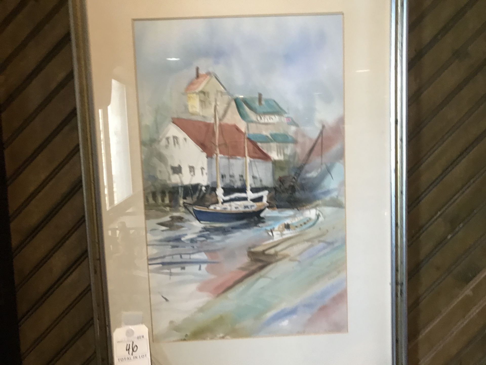 Framed Boat Painting by Allan Hawks 1985