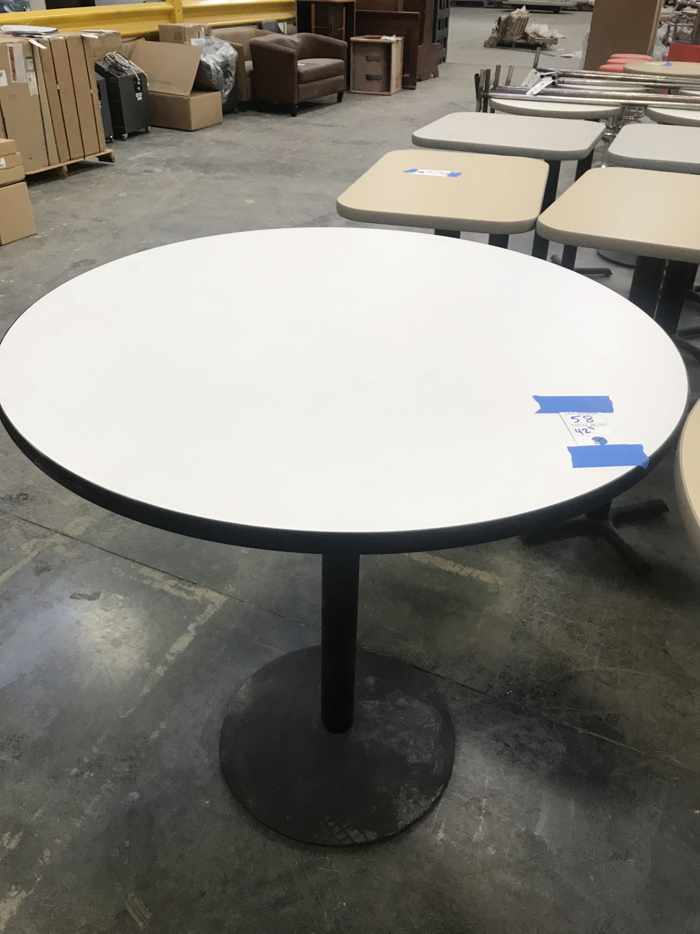 {LOT} (2) 42" Laminate Top, Metal Base Round Tables - Image 2 of 2