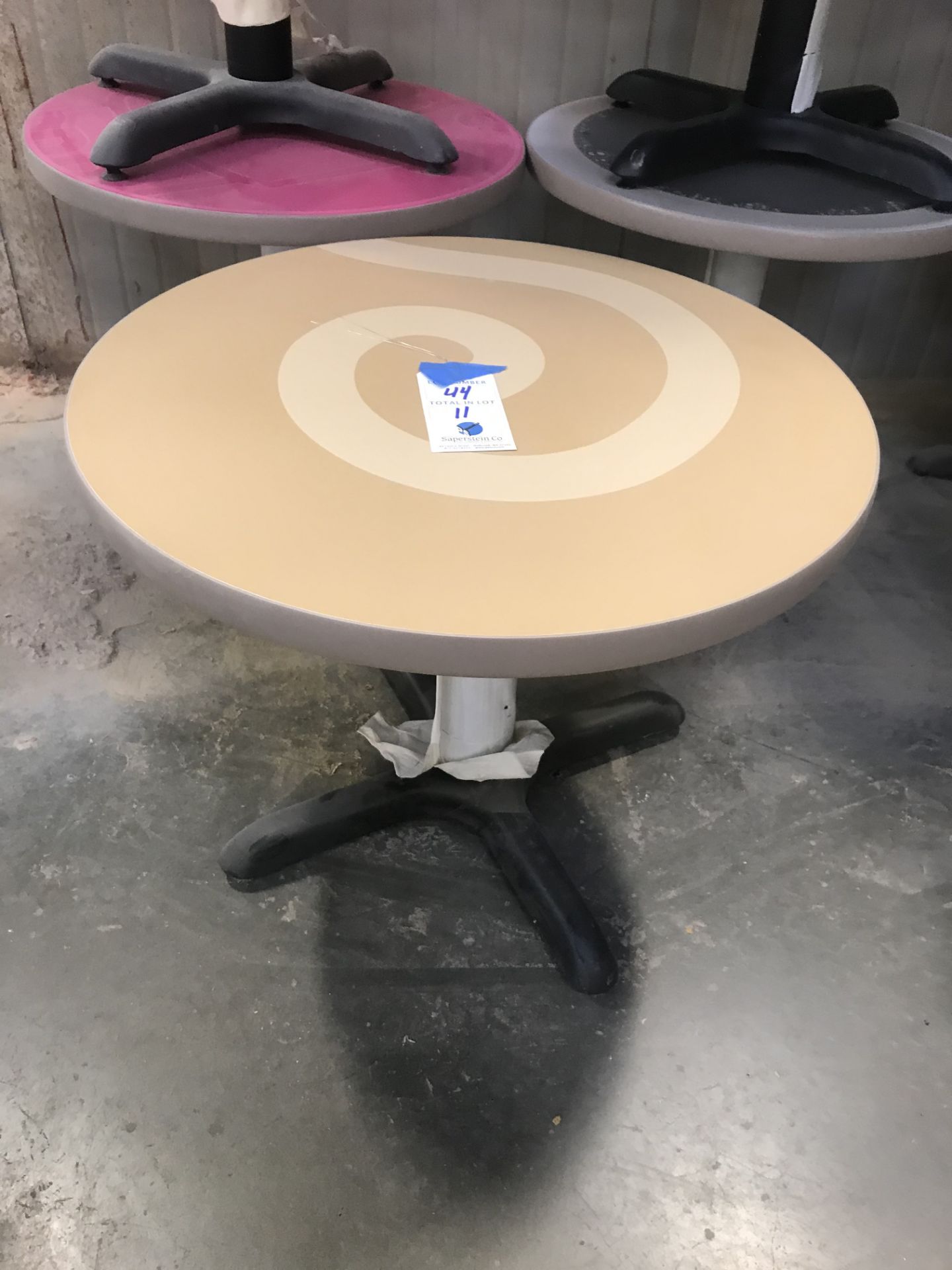 {LOT} (11) Laminate Top, Metal Base 24" Round 20"H Tables