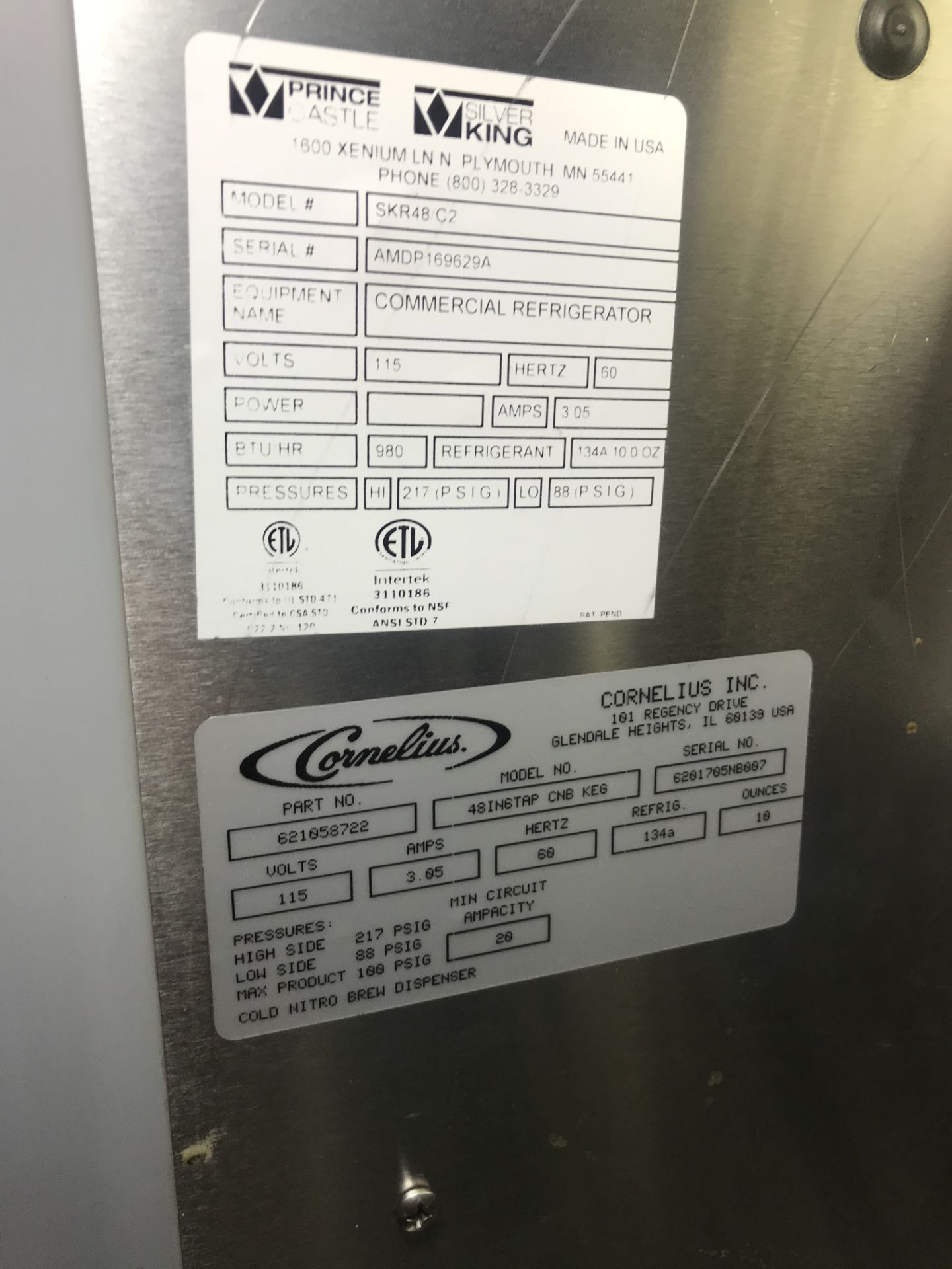 Cornelius #48IN6TAP CNB Keg Stainless Steel Six-Tap Two Door Refrigerator Self-Contained Portable - Image 3 of 3