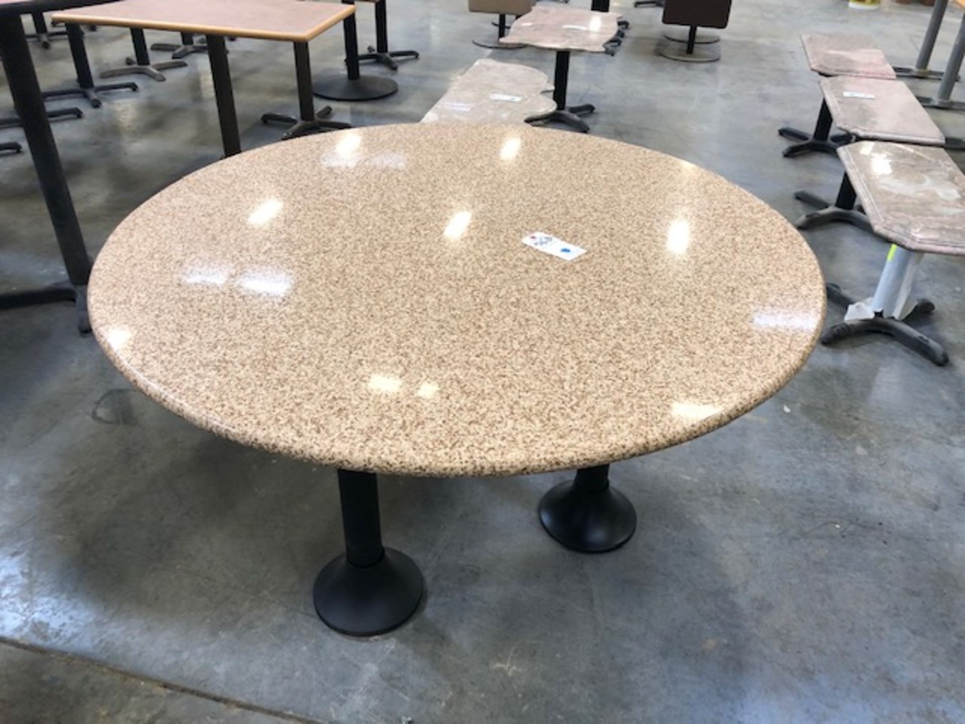 Circular Granite Top Table w/2 Metal Pedestal Bases