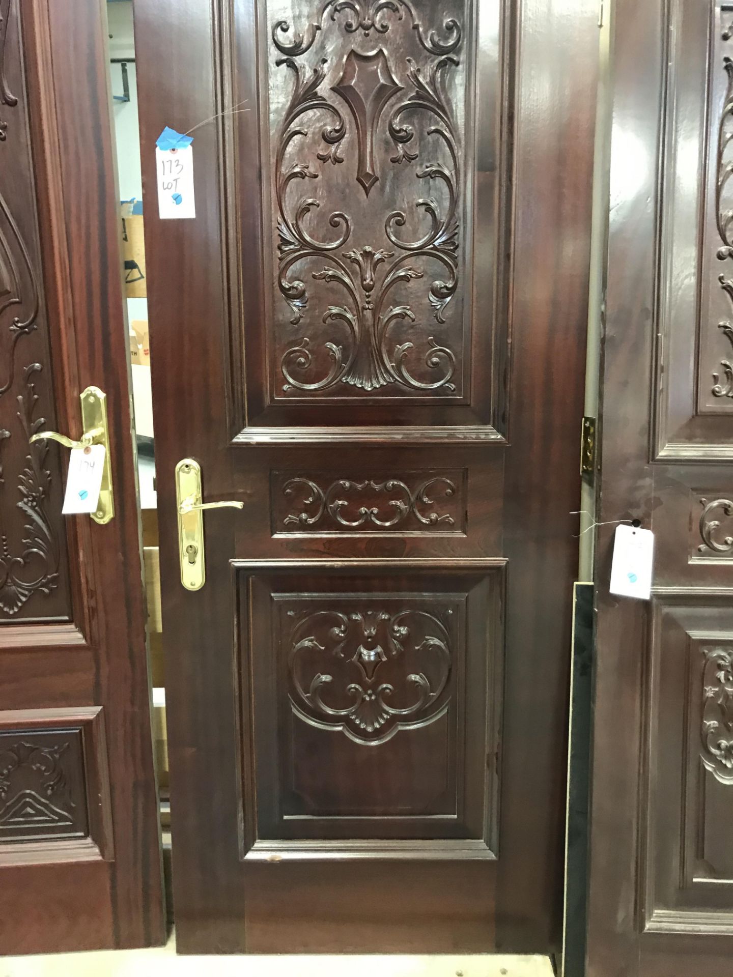 [LOT](2) Piece Solid Wood Door w/ 1 Side Light 29.5"w X 77"h