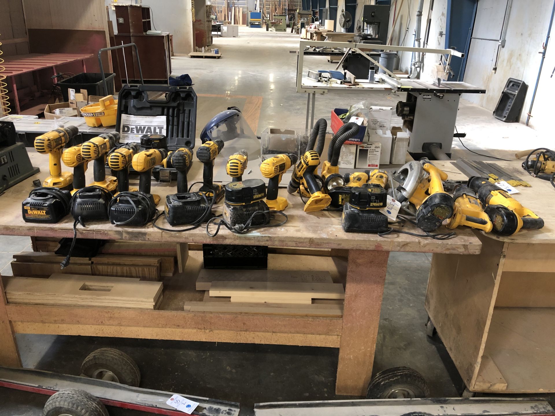 {LOT} (18) Assorted Dewalt Cordless Tools C/O Drills, Saws, Lights, Batteries and Chargers - Image 4 of 4